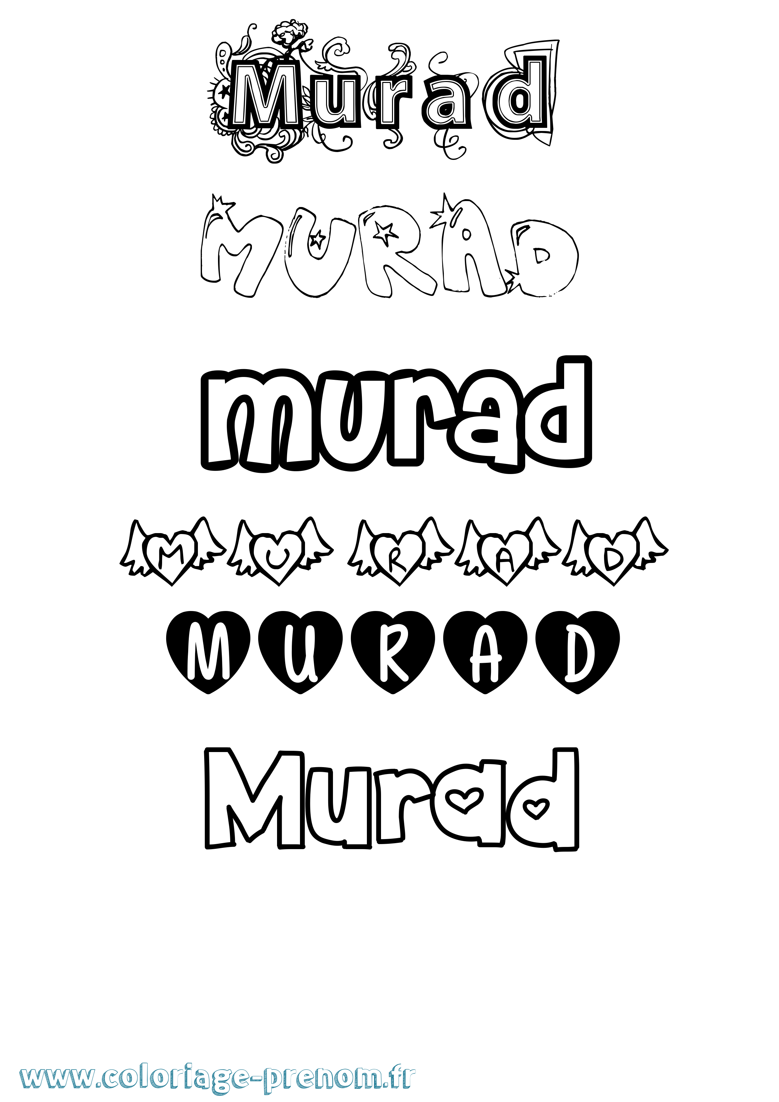 Coloriage Murad Girly Coloriage prénom Murad Girly