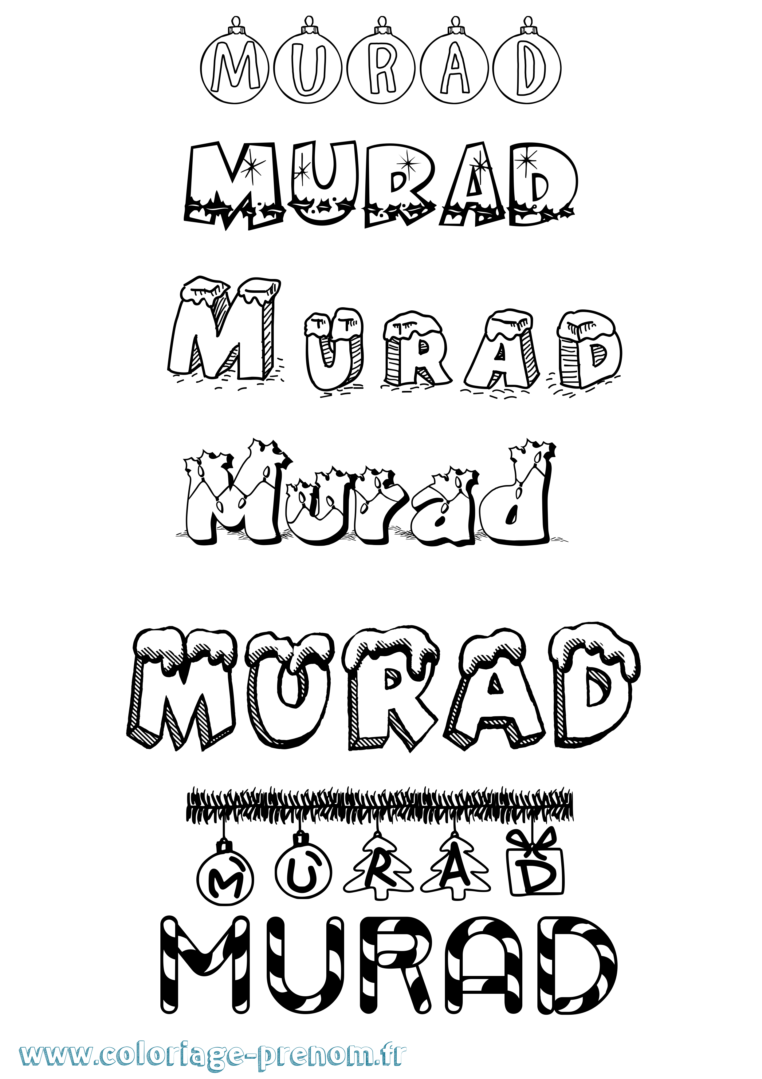 Coloriage Murad Noël Coloriage prénom Murad Noël