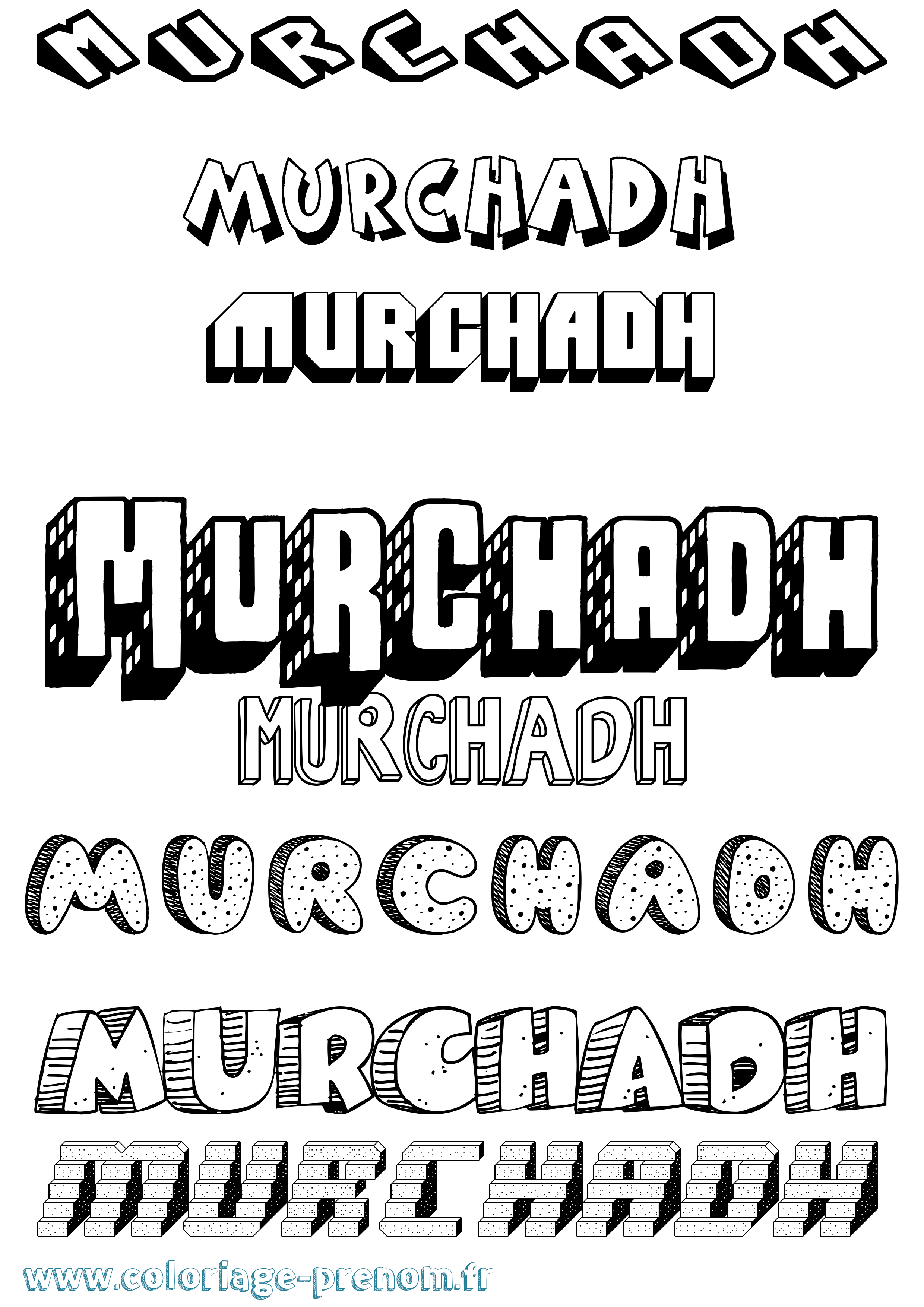 Coloriage Murchadh Effet 3D Coloriage prénom Murchadh Effet 3D