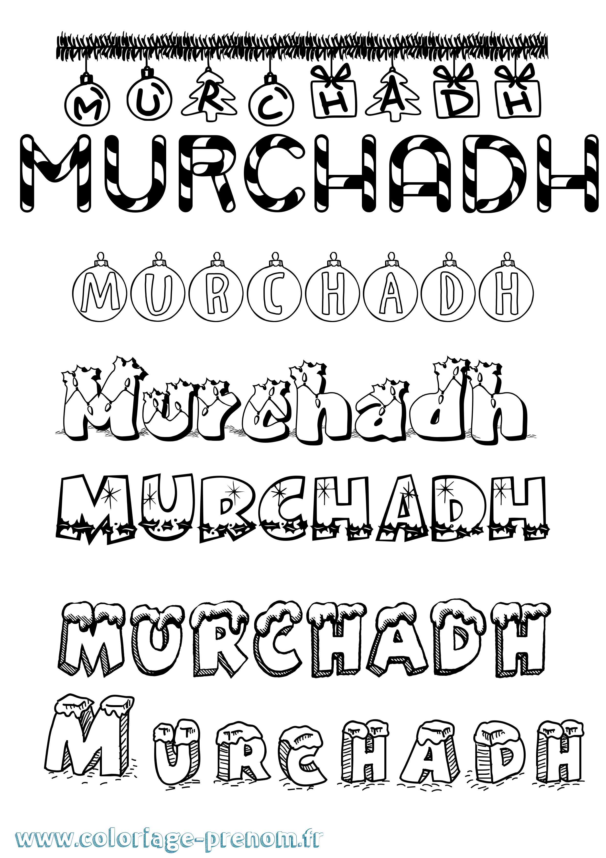 Coloriage Murchadh Noël Coloriage prénom Murchadh Noël