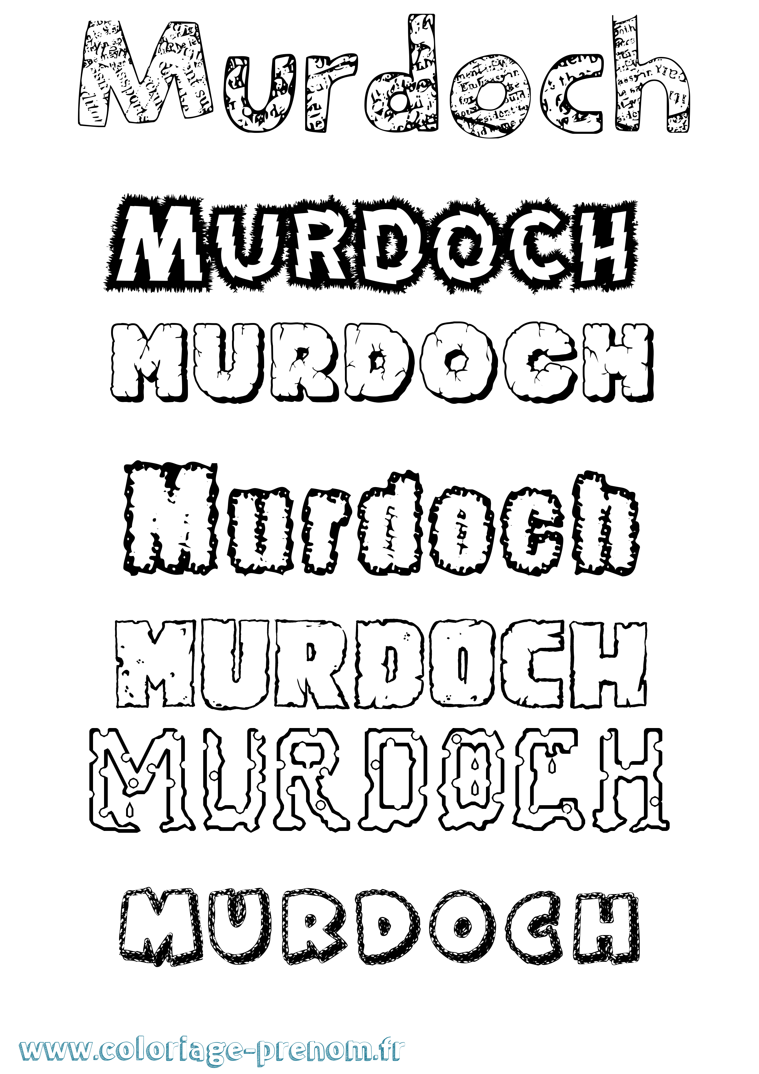Coloriage Murdoch Destructuré Coloriage prénom Murdoch Destructuré