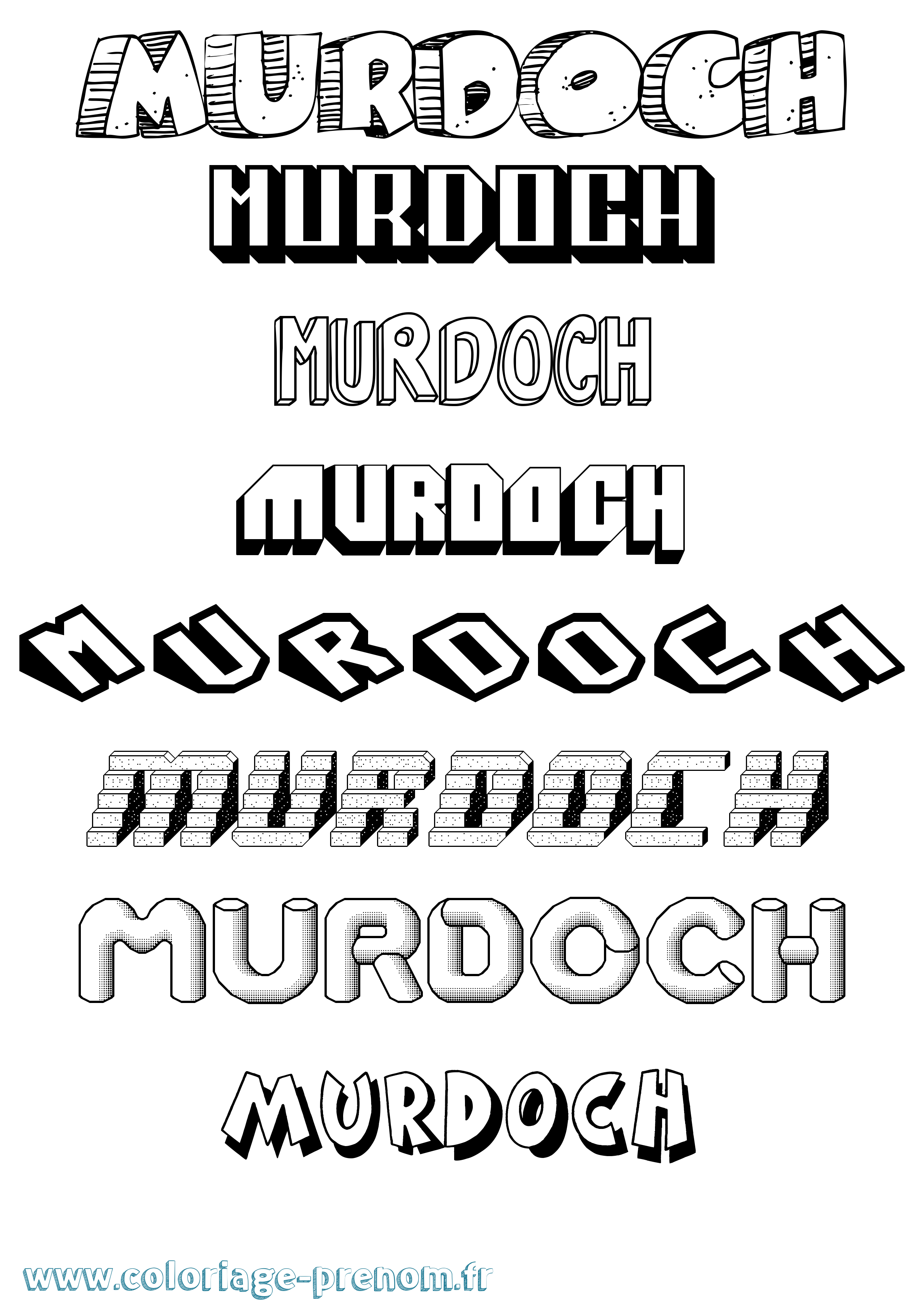 Coloriage Murdoch Effet 3D Coloriage prénom Murdoch Effet 3D