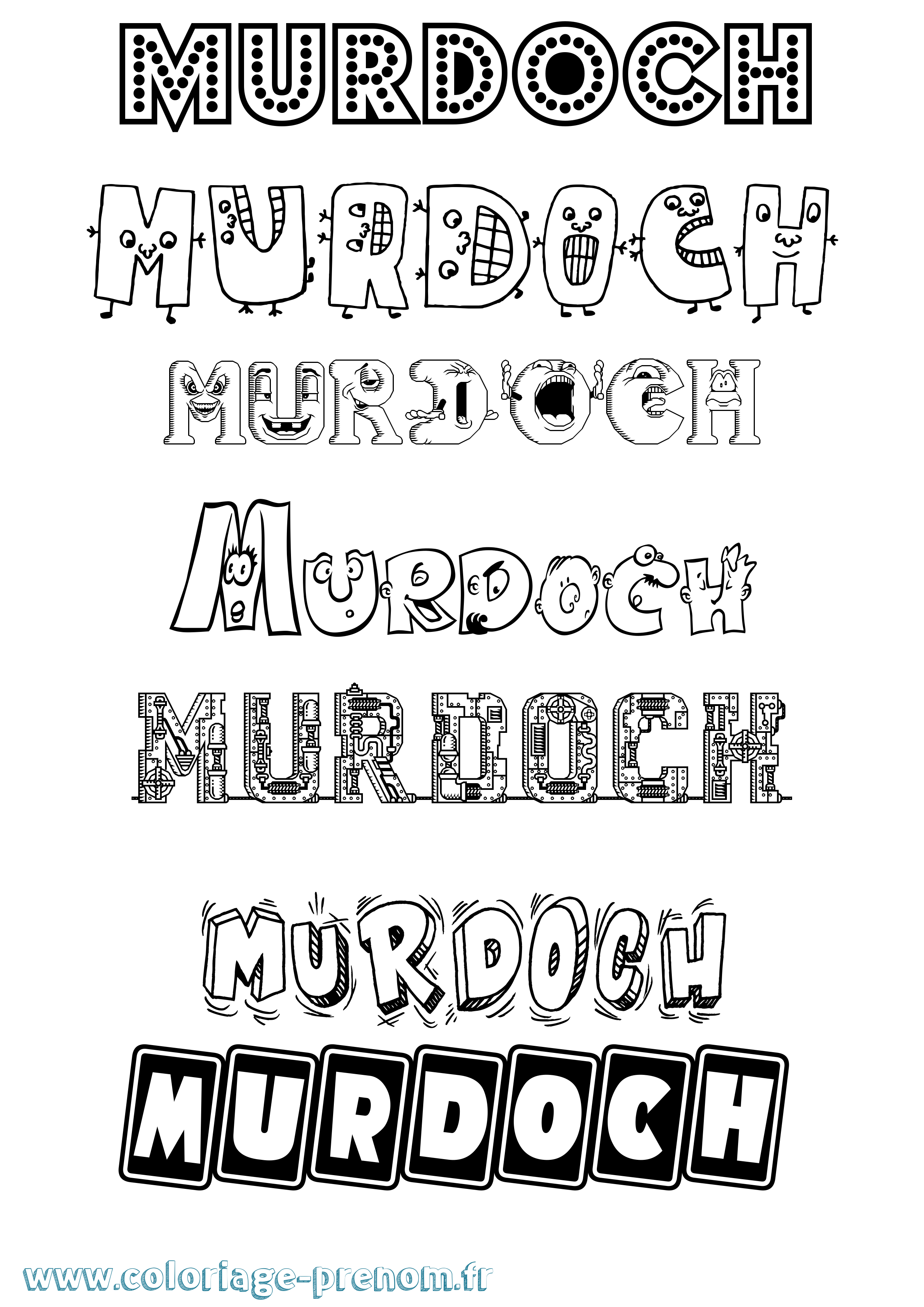 Coloriage Murdoch Fun Coloriage prénom Murdoch Fun
