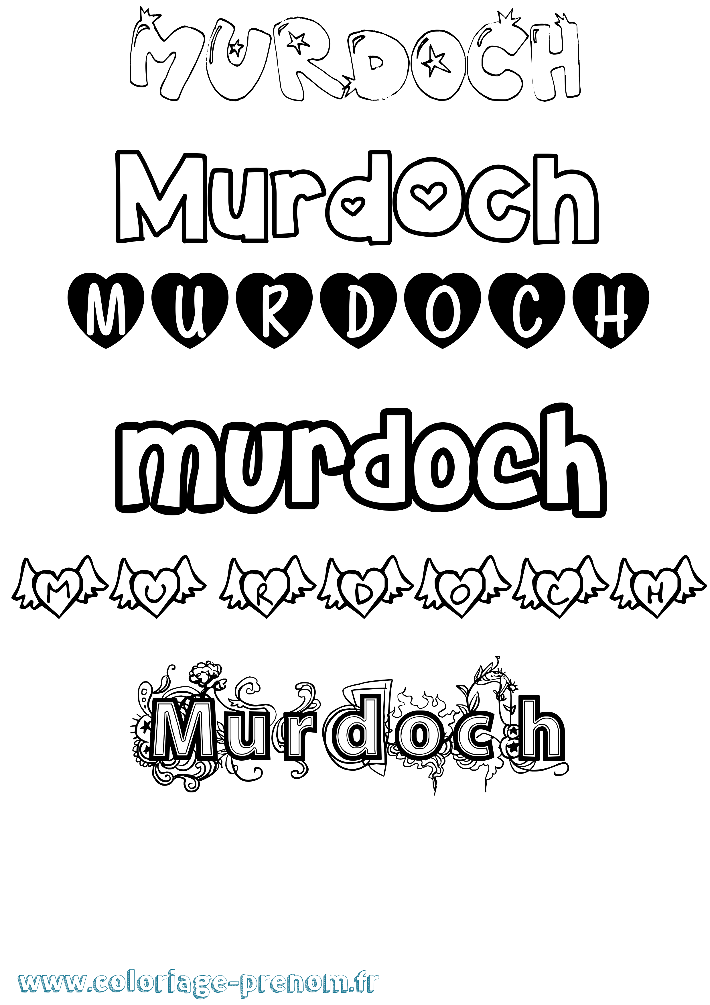 Coloriage Murdoch Girly Coloriage prénom Murdoch Girly
