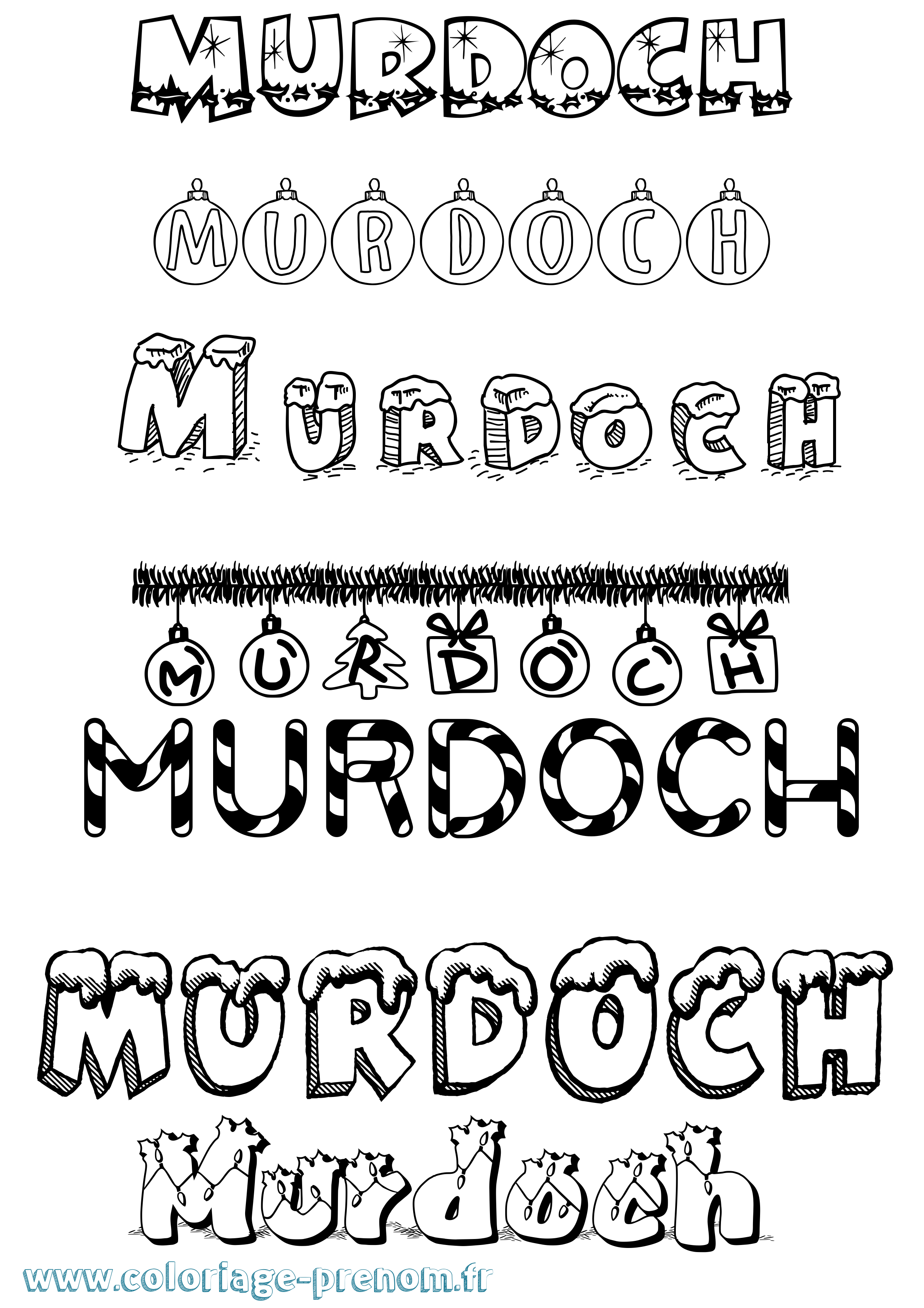 Coloriage Murdoch Noël Coloriage prénom Murdoch Noël