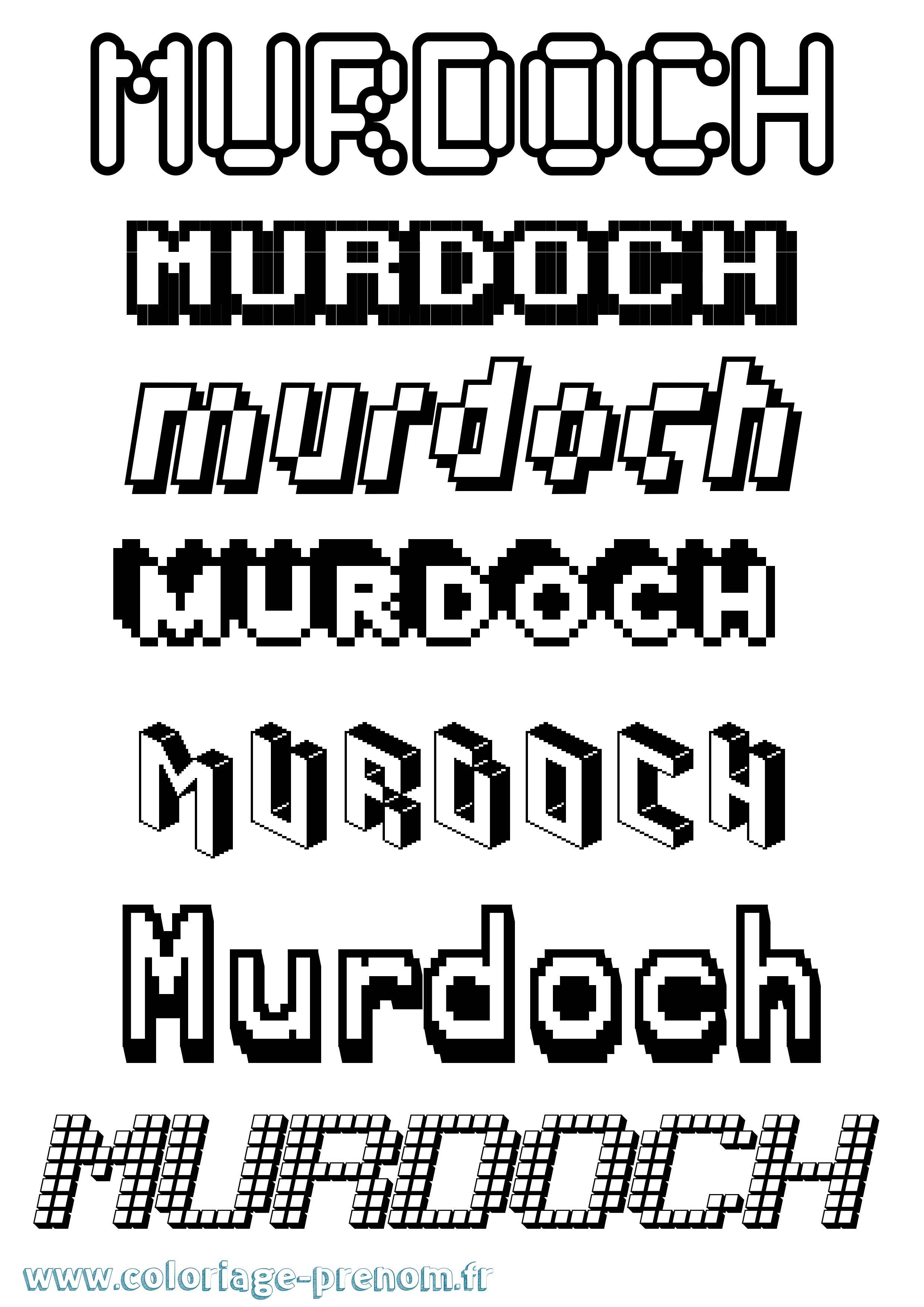 Coloriage Murdoch Pixel Coloriage prénom Murdoch Pixel