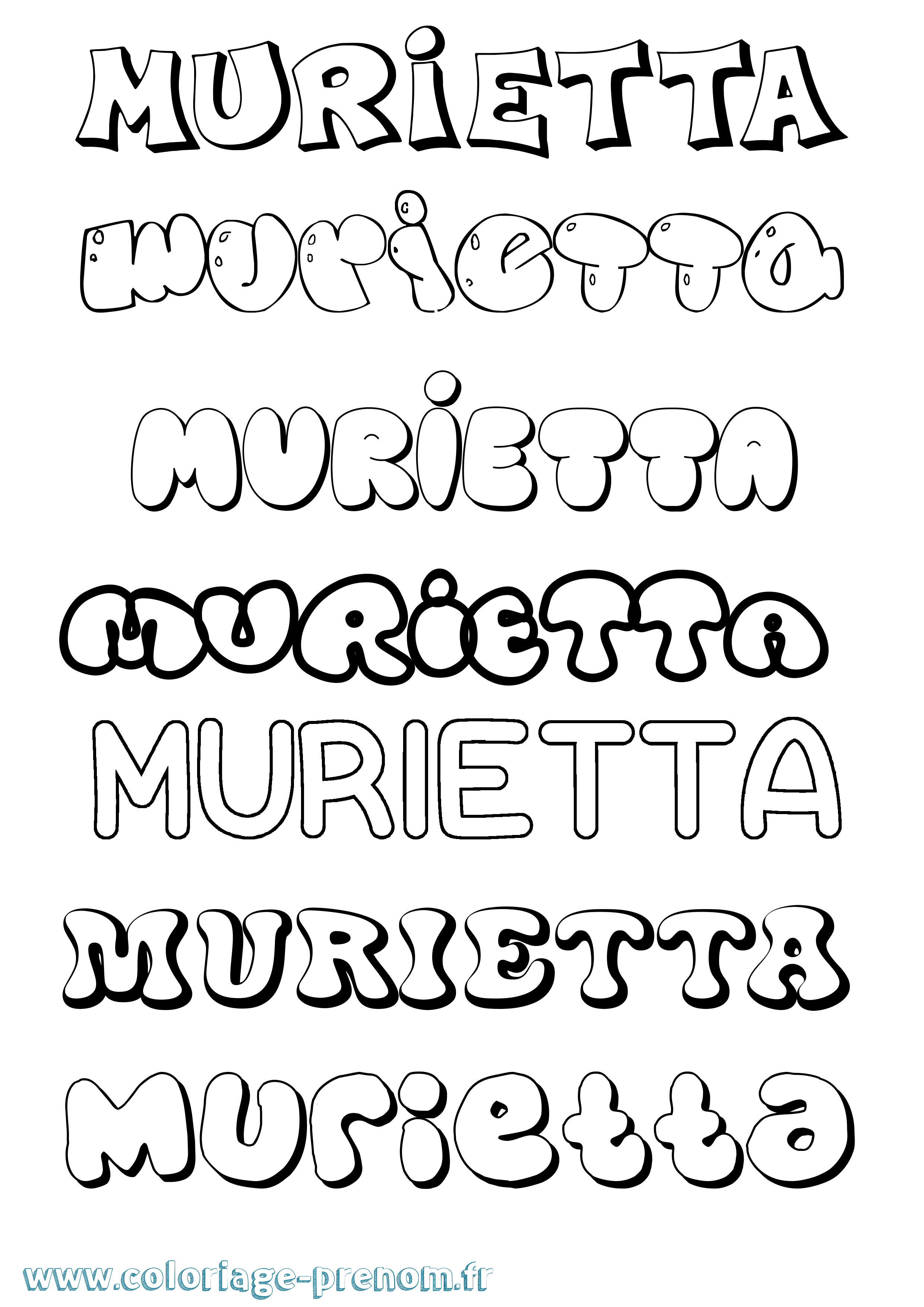 Coloriage Murietta Bubble Coloriage prénom Murietta Bubble