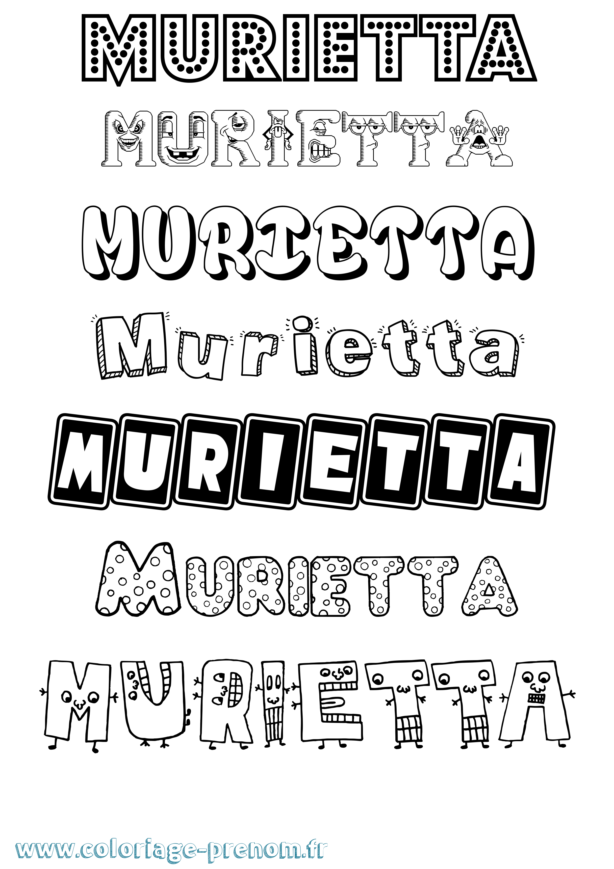 Coloriage Murietta Fun Coloriage prénom Murietta Fun