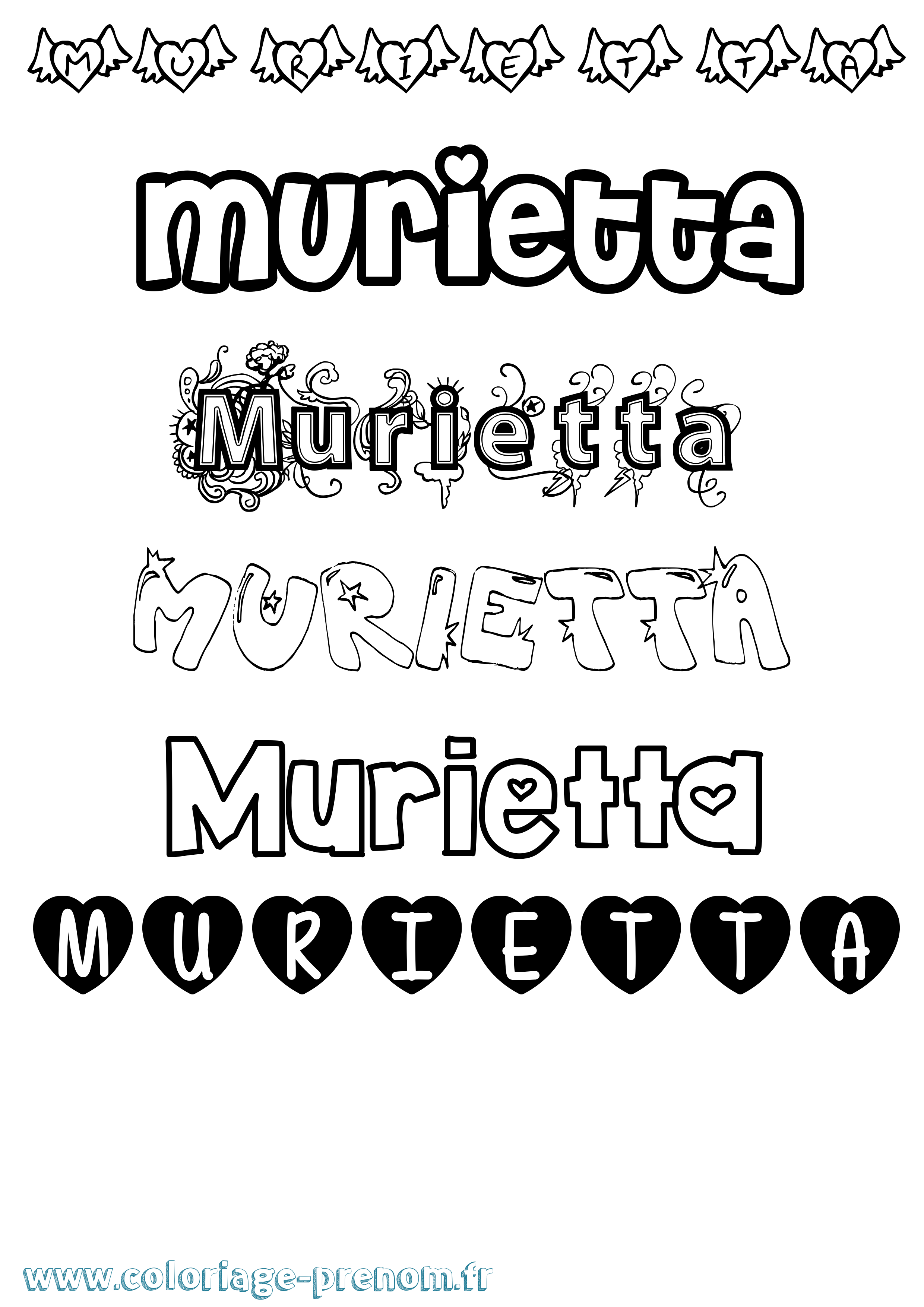 Coloriage Murietta Girly Coloriage prénom Murietta Girly