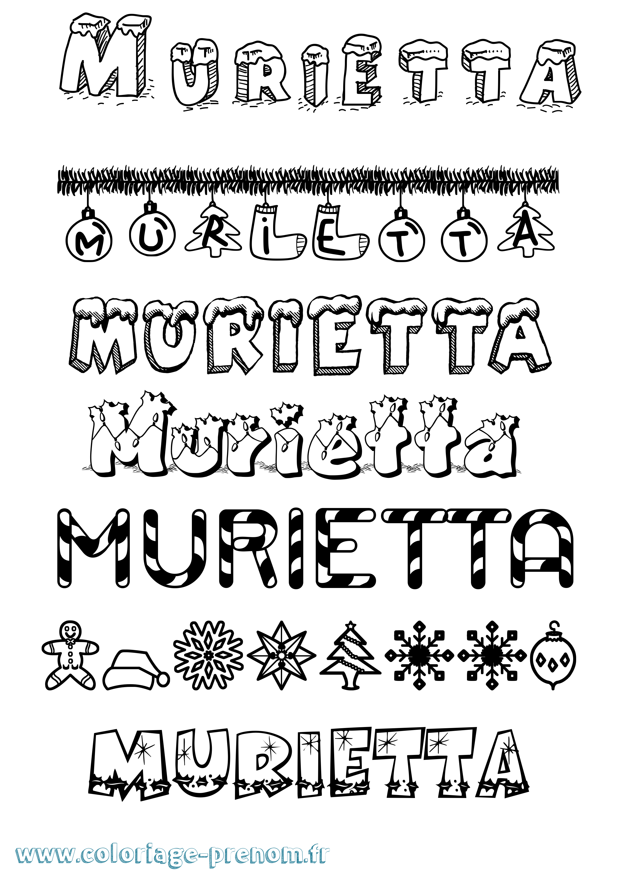 Coloriage Murietta Noël Coloriage prénom Murietta Noël