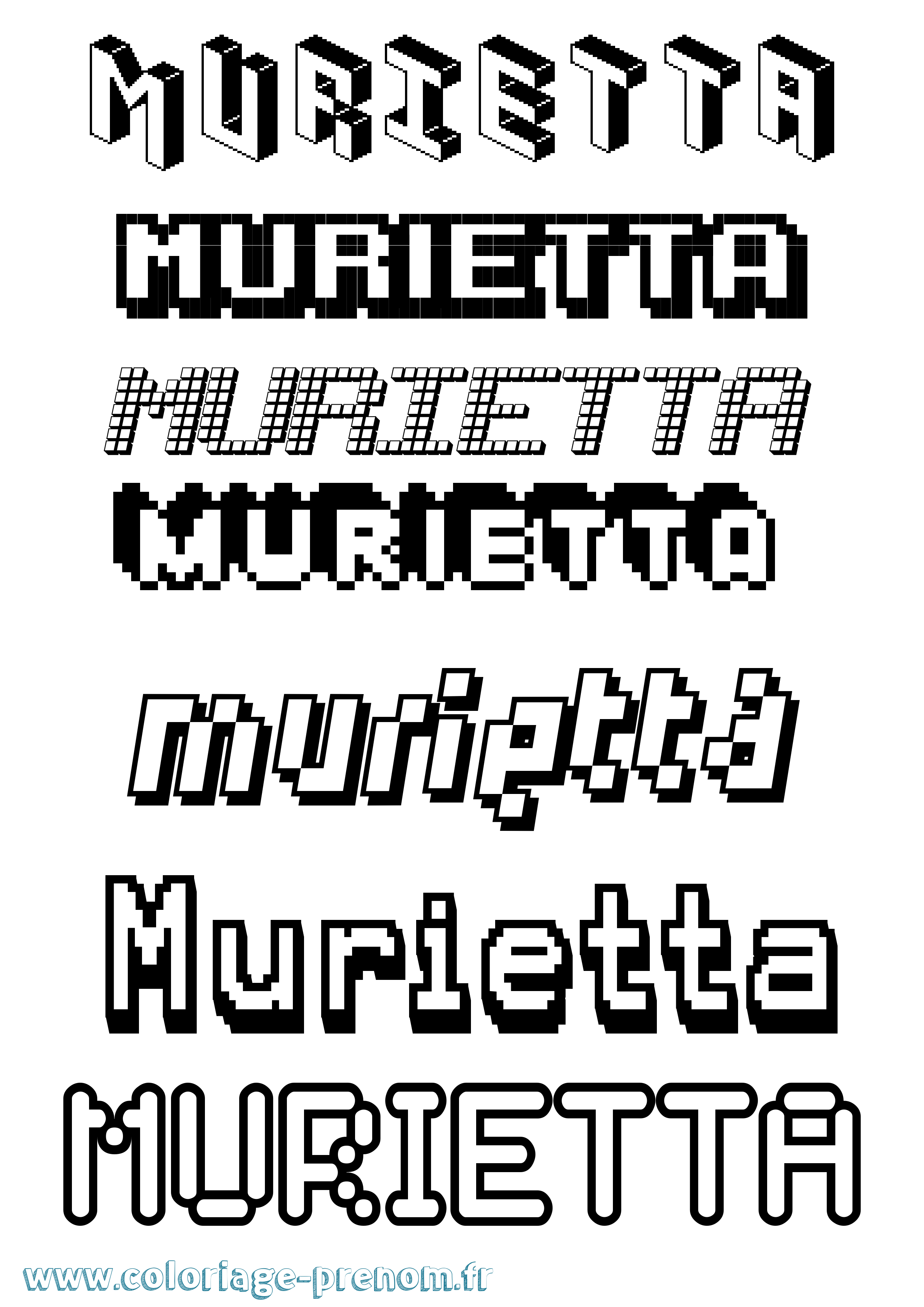 Coloriage Murietta Pixel Coloriage prénom Murietta Pixel