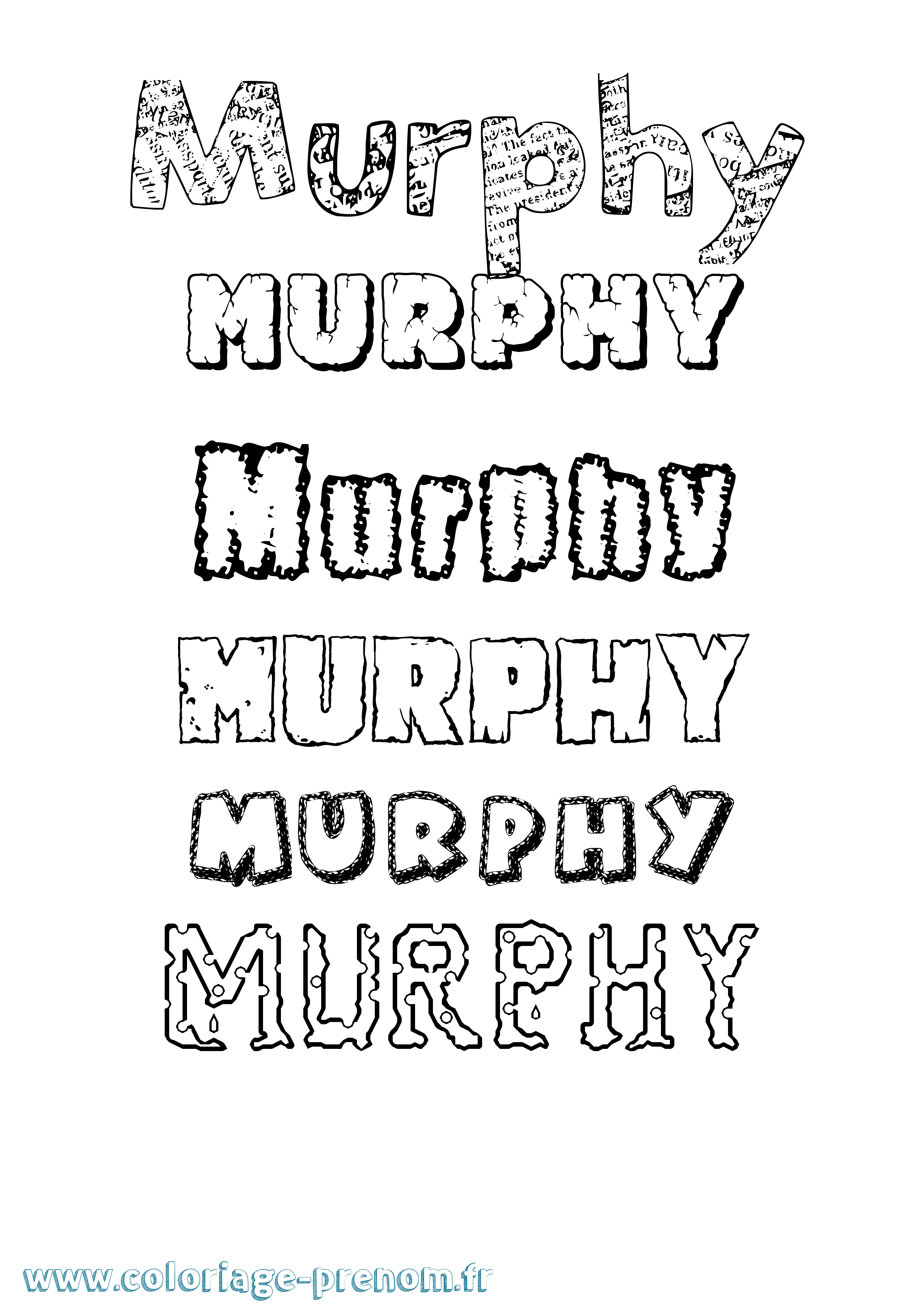 Coloriage Murphy Destructuré Coloriage prénom Murphy Destructuré