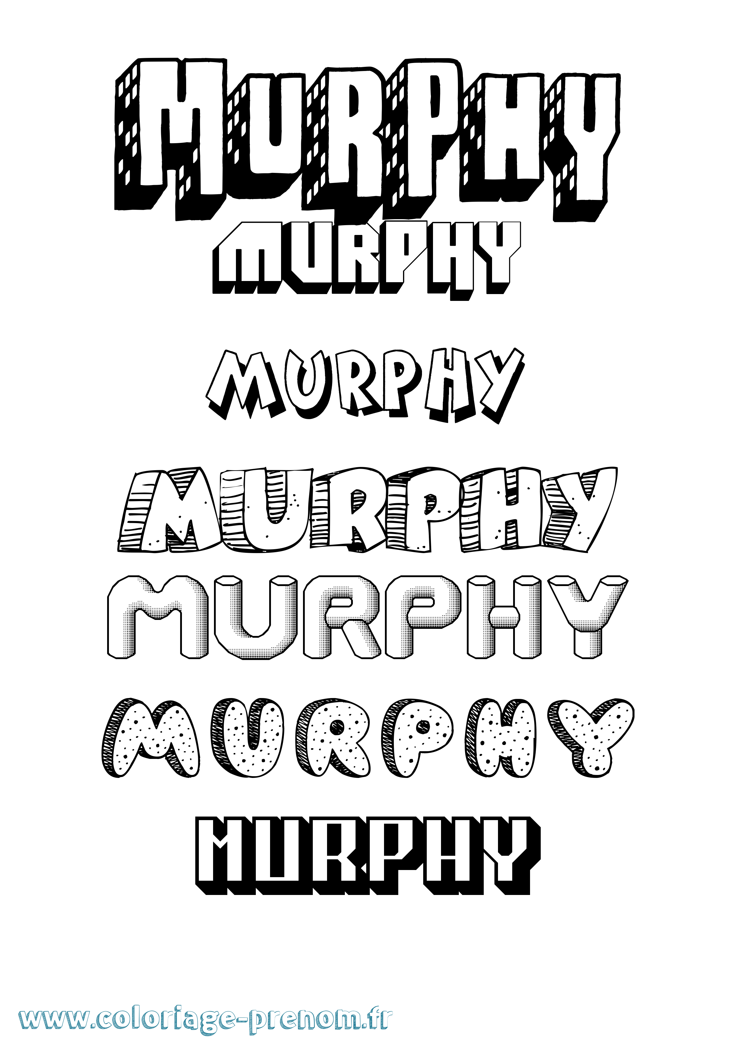 Coloriage Murphy Effet 3D Coloriage prénom Murphy Effet 3D