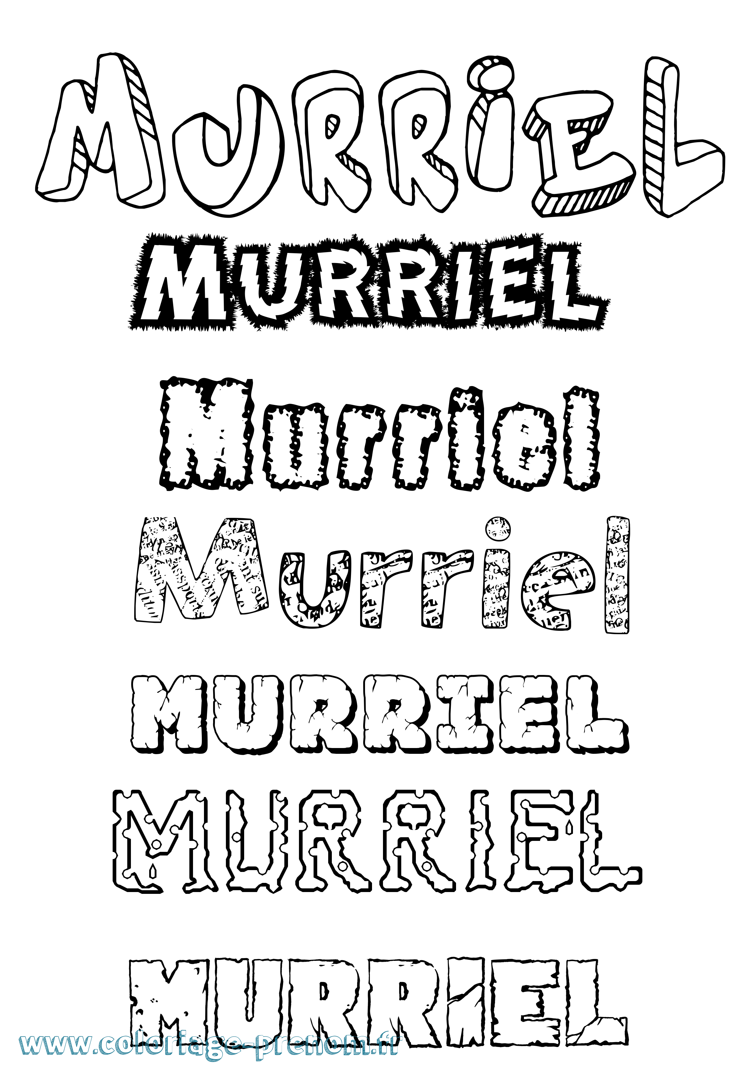 Coloriage Murriel Destructuré Coloriage prénom Murriel Destructuré