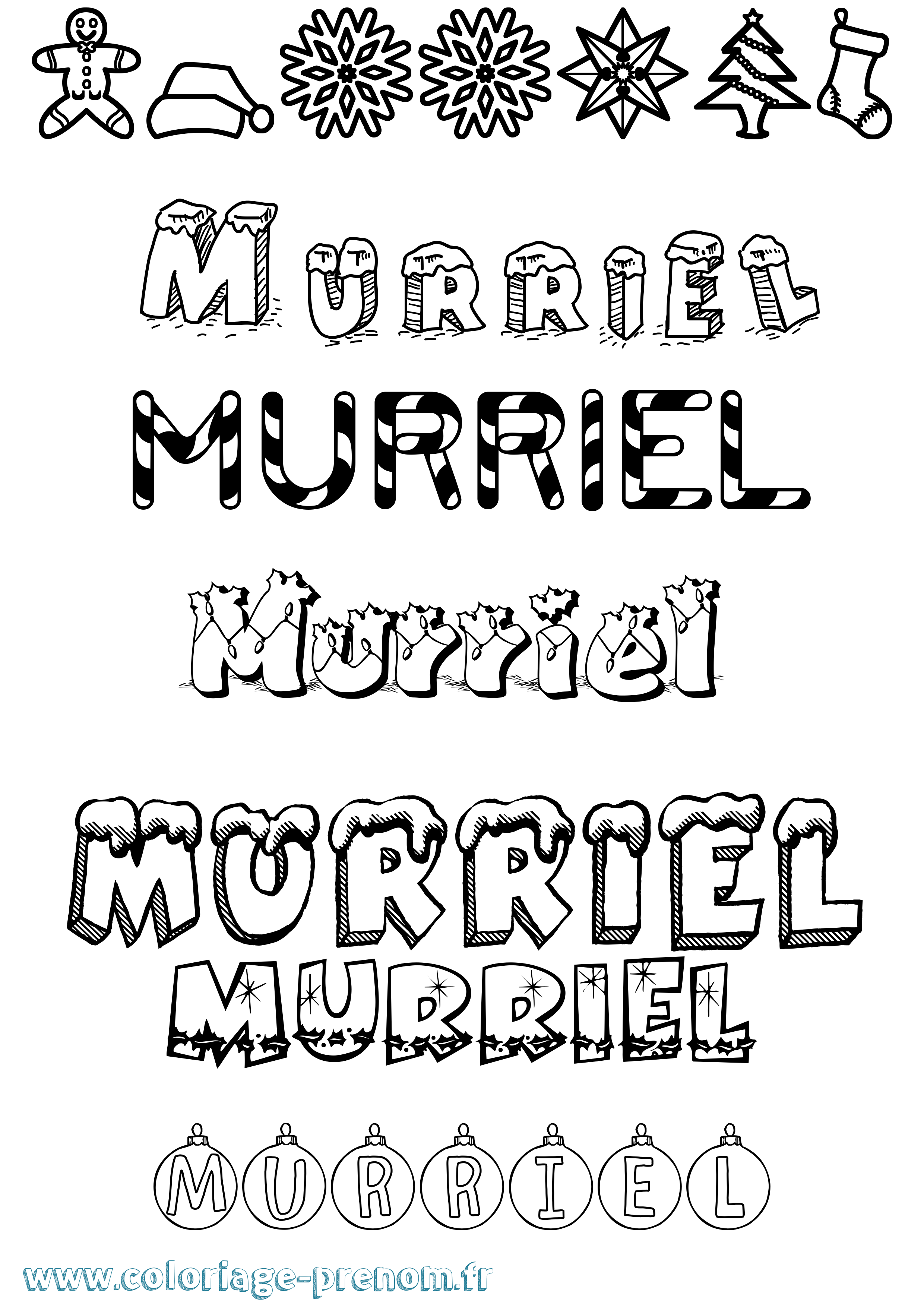 Coloriage Murriel Noël Coloriage prénom Murriel Noël
