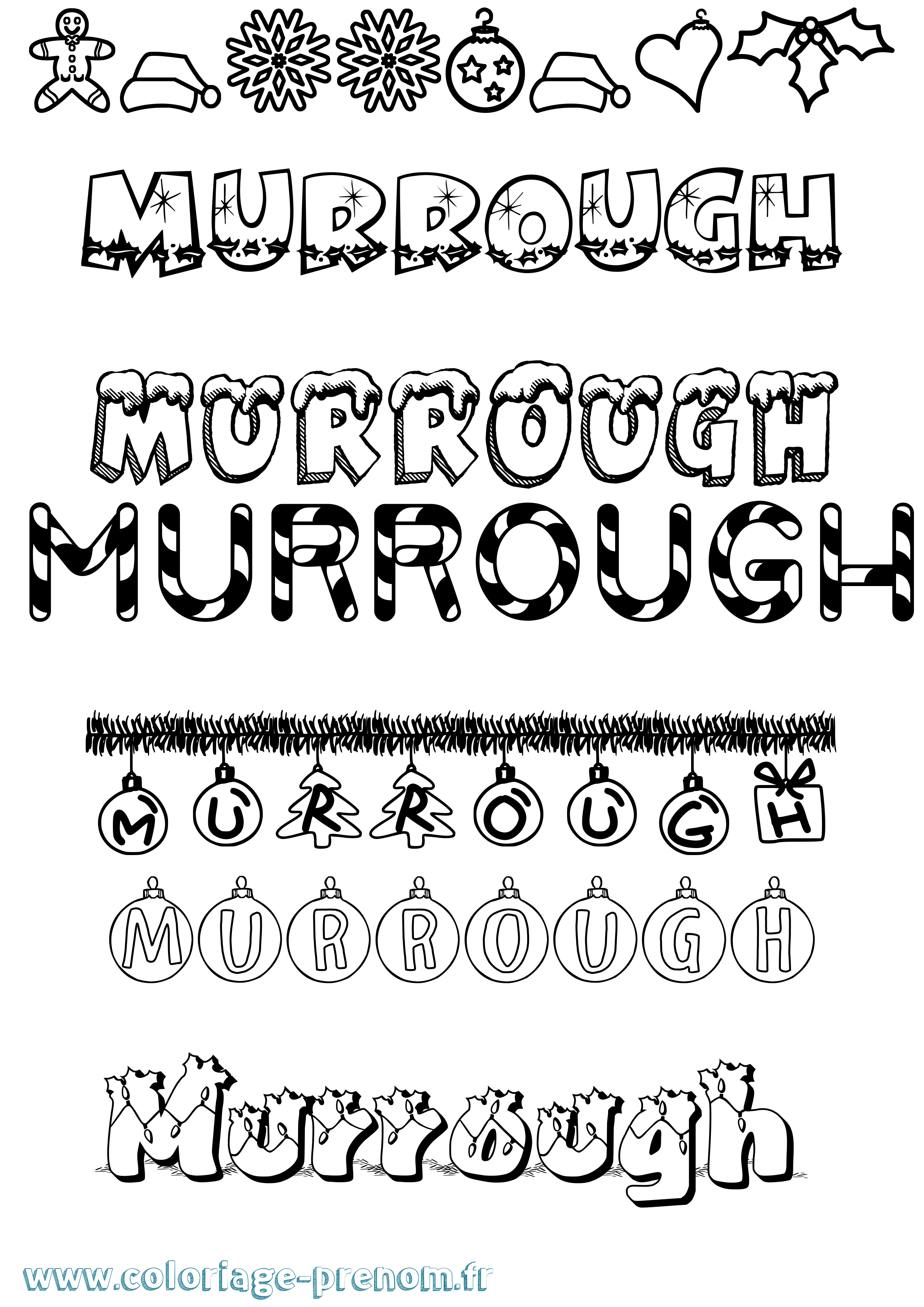 Coloriage Murrough Noël Coloriage prénom Murrough Noël
