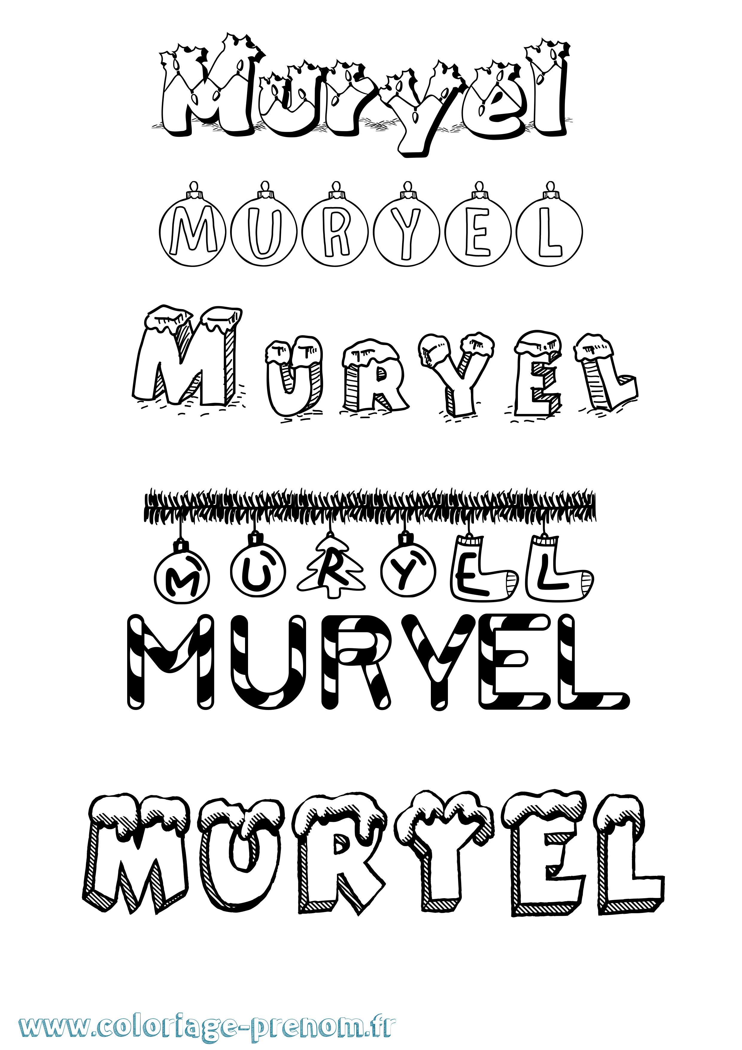 Coloriage Muryel Noël Coloriage prénom Muryel Noël