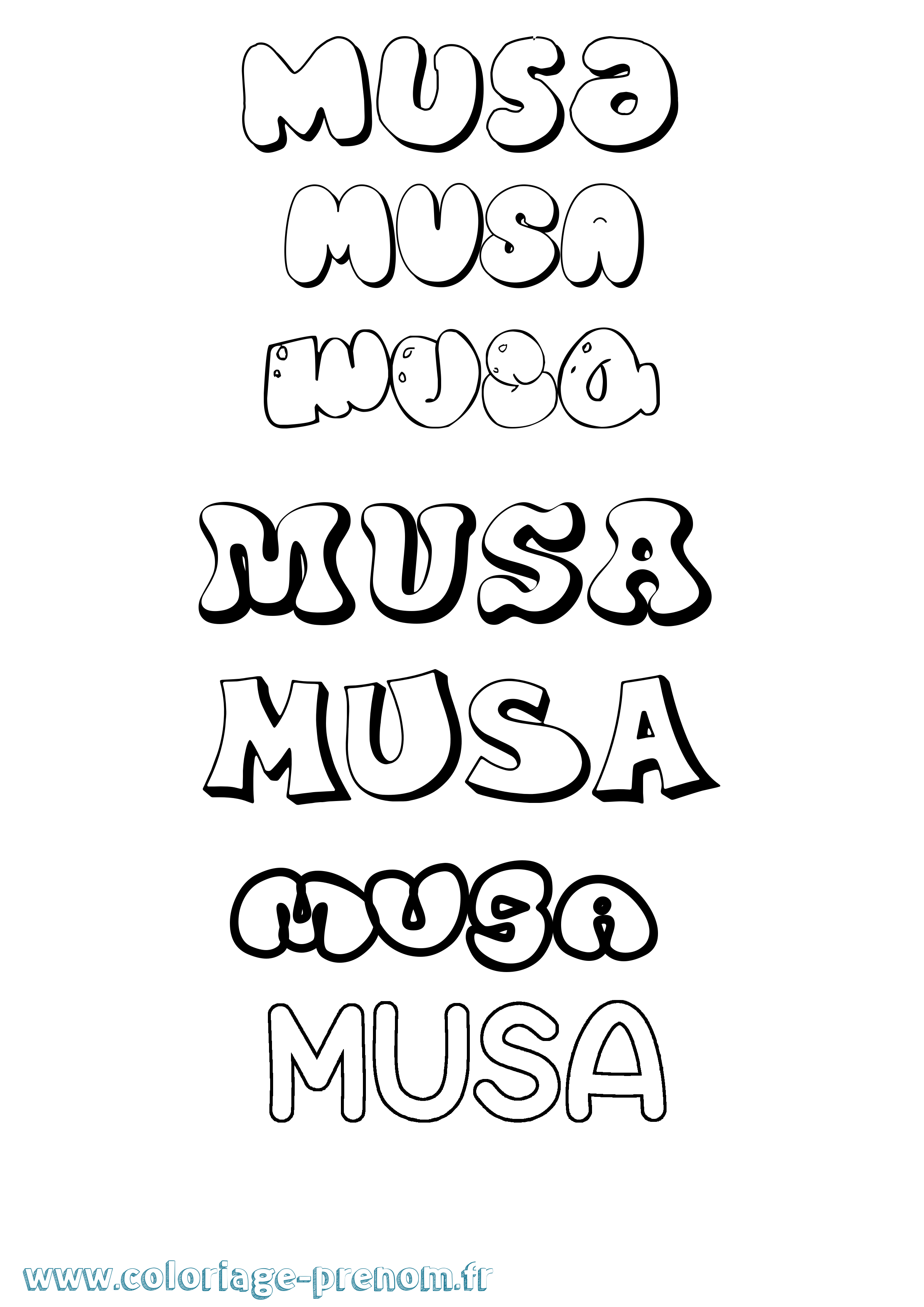 Coloriage Musa Bubble Coloriage prénom Musa Bubble