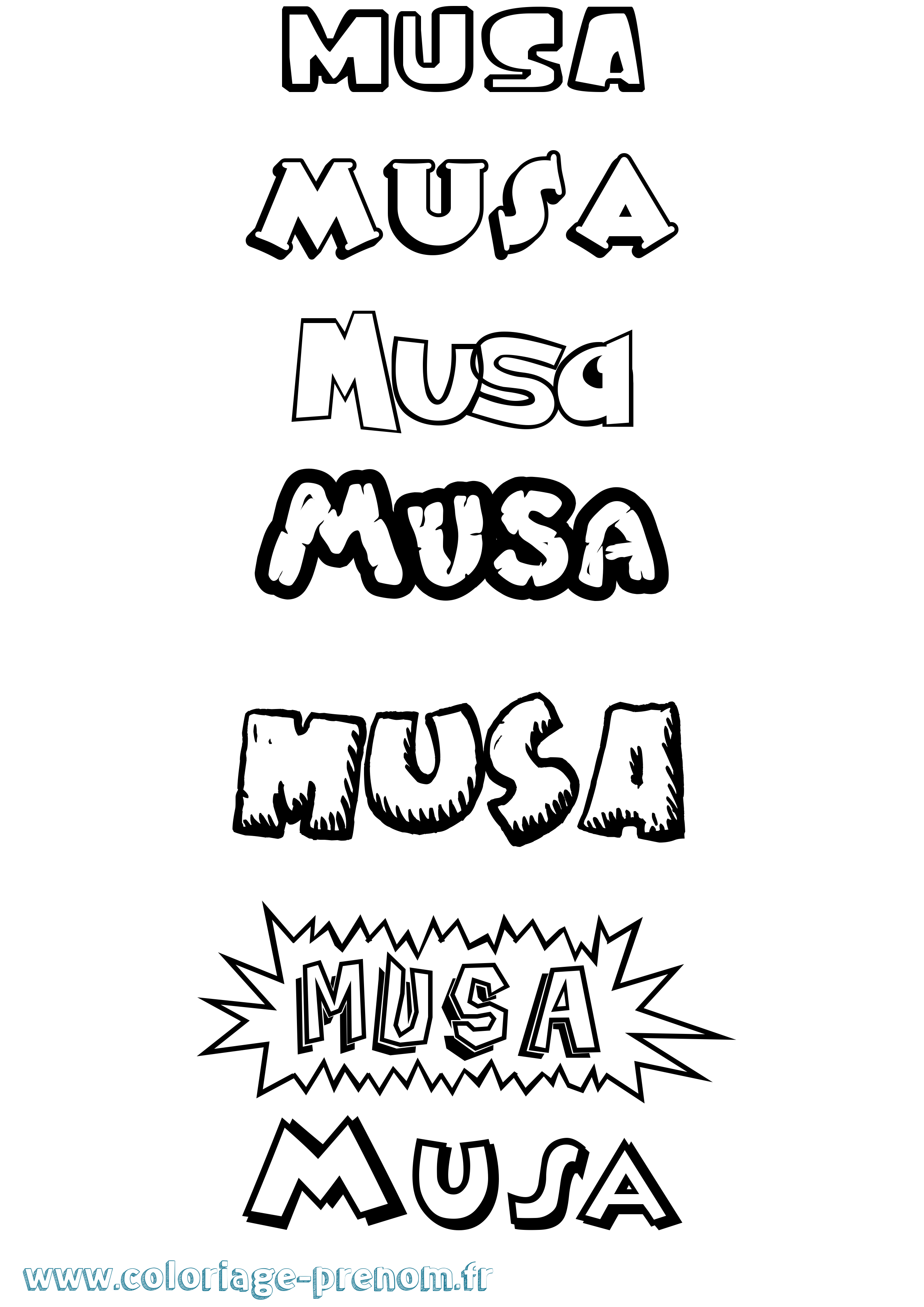 Coloriage Musa Dessin Animé Coloriage prénom Musa Dessin Animé