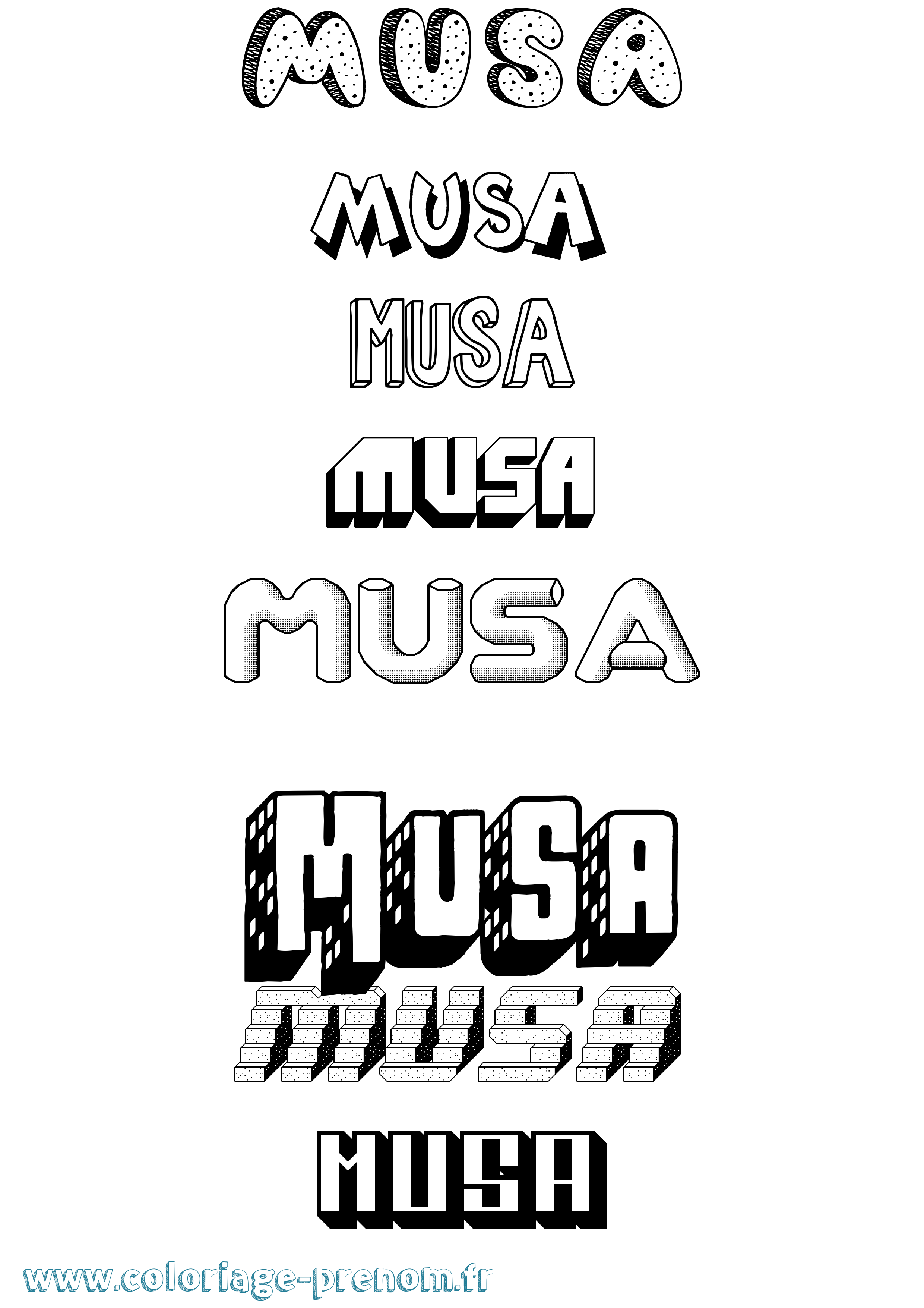 Coloriage Musa Effet 3D Coloriage prénom Musa Effet 3D