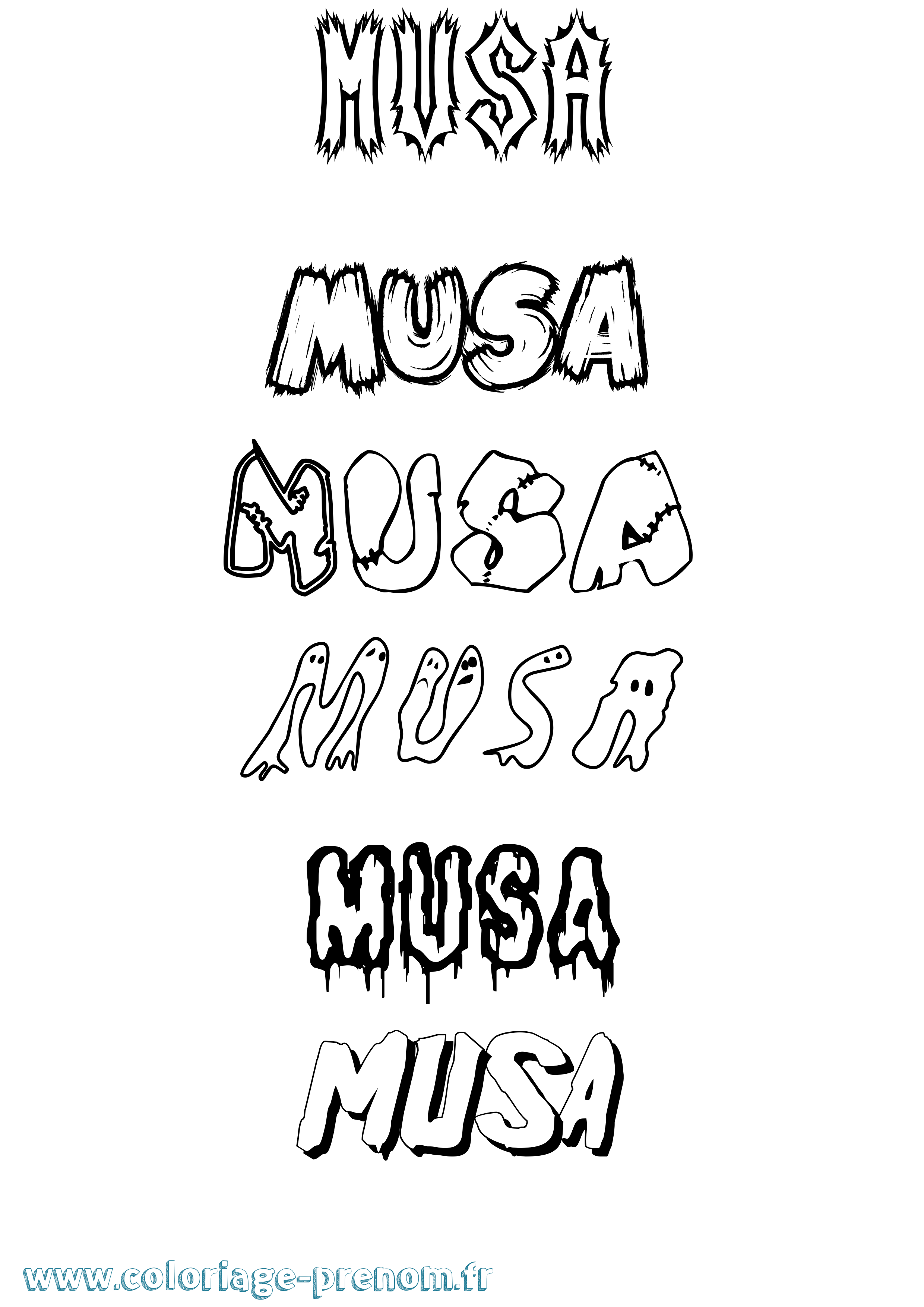 Coloriage Musa Frisson Coloriage prénom Musa Frisson