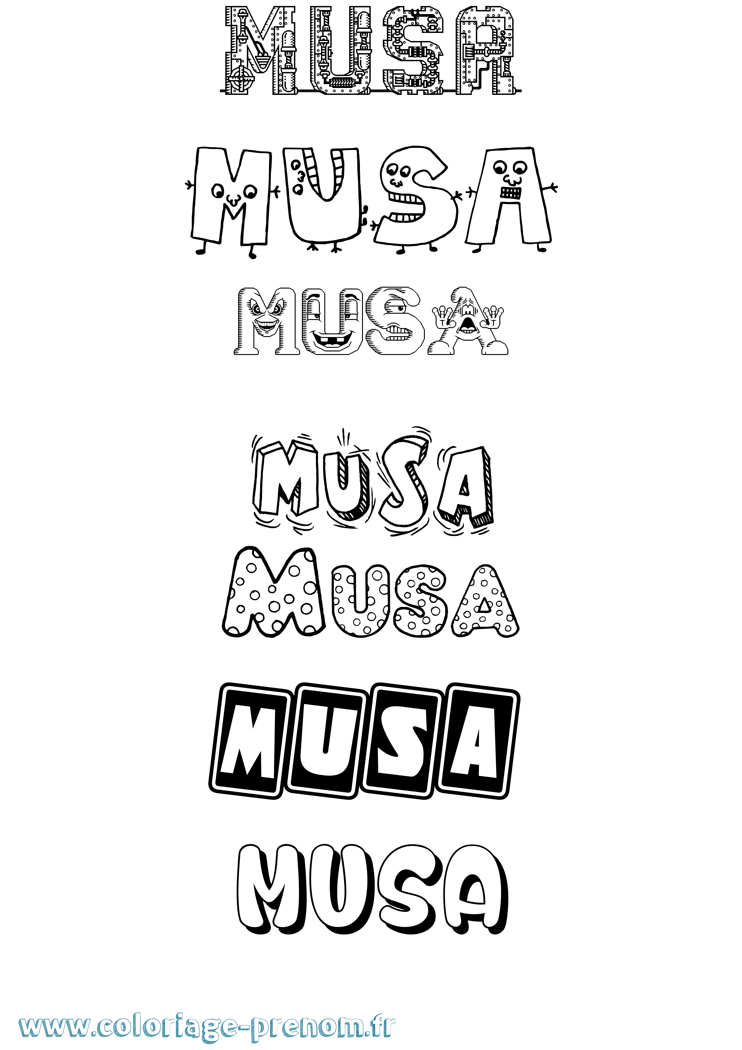 Coloriage Musa Fun Coloriage prénom Musa Fun