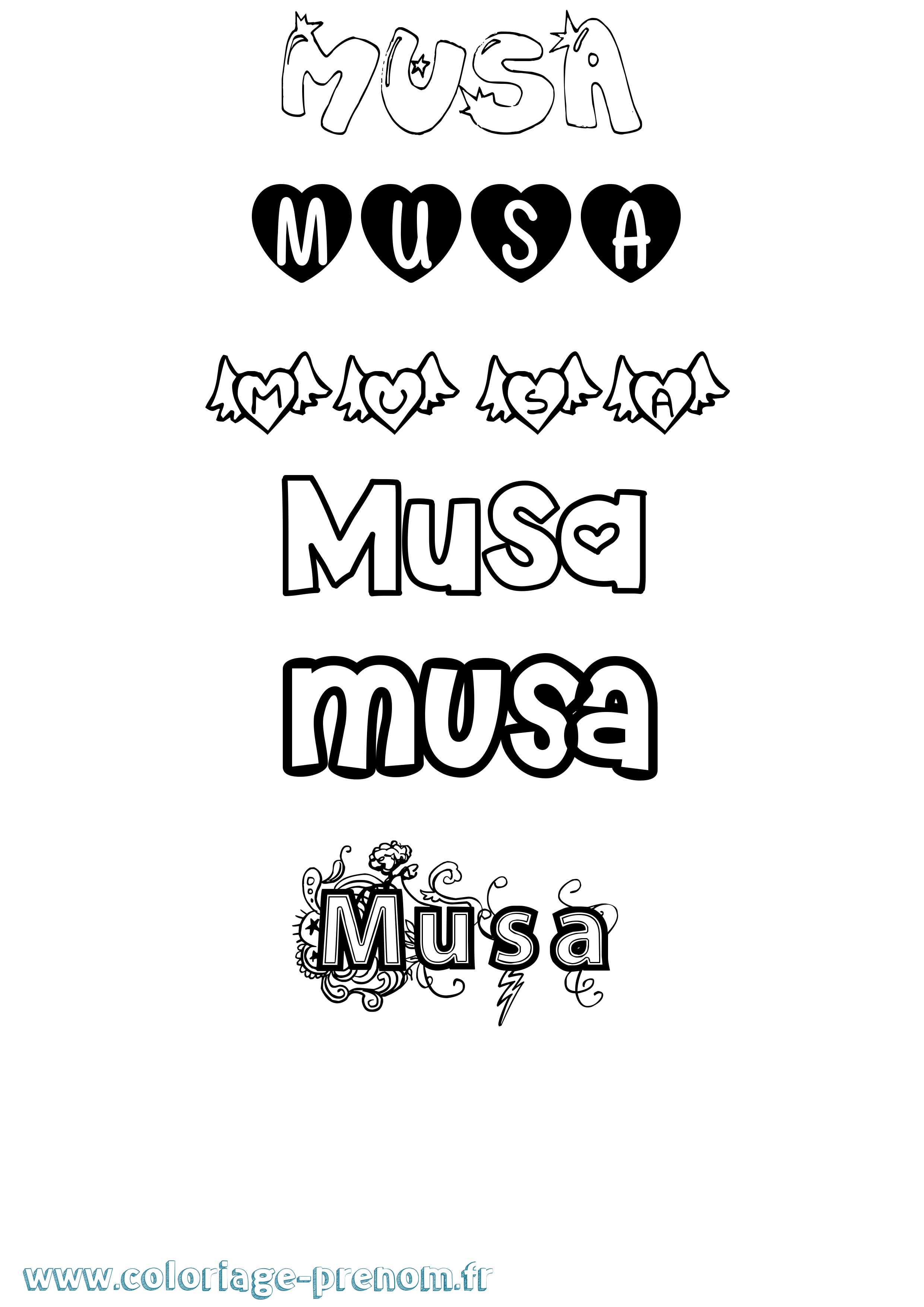 Coloriage Musa Girly Coloriage prénom Musa Girly