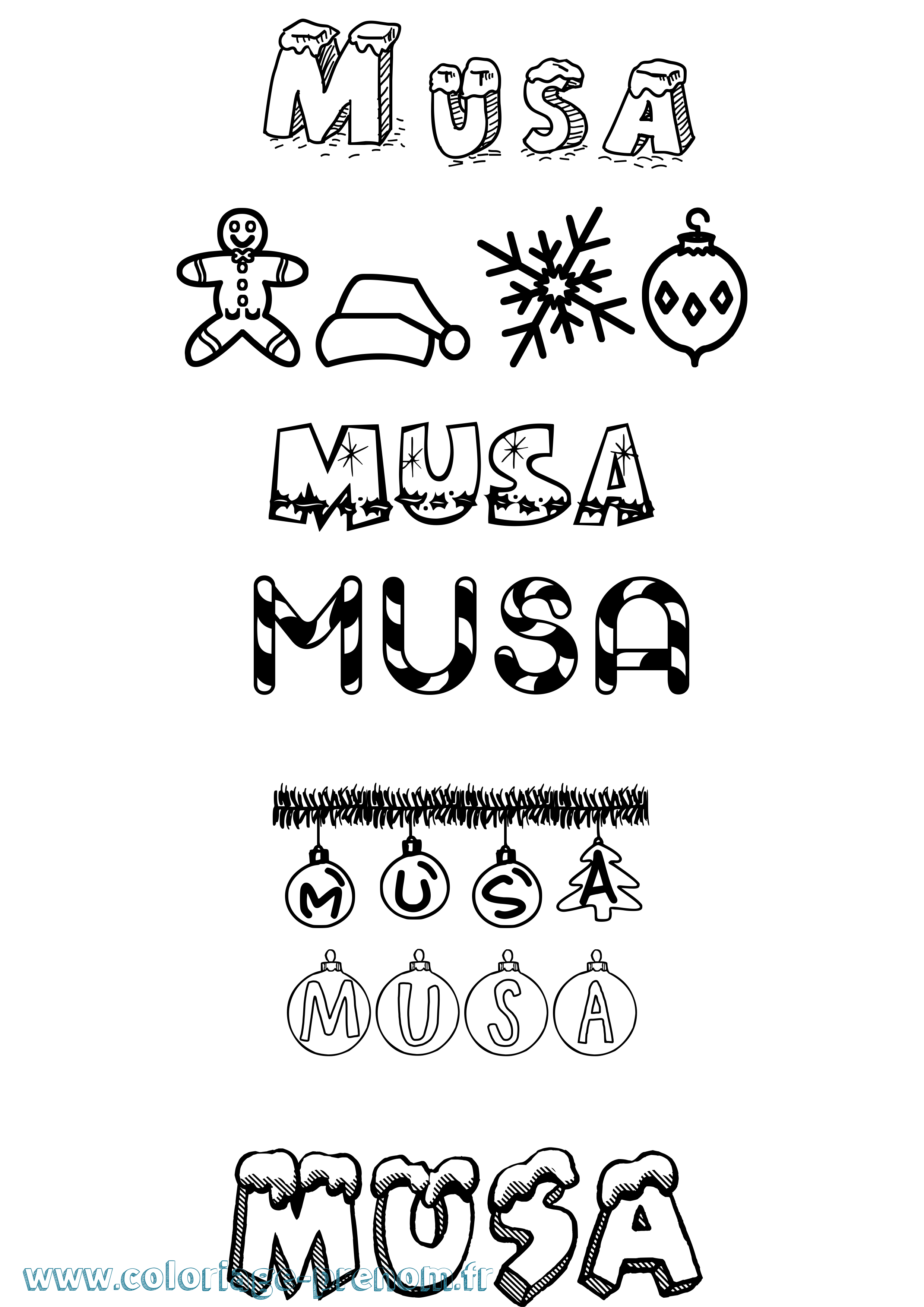 Coloriage Musa Noël Coloriage prénom Musa Noël