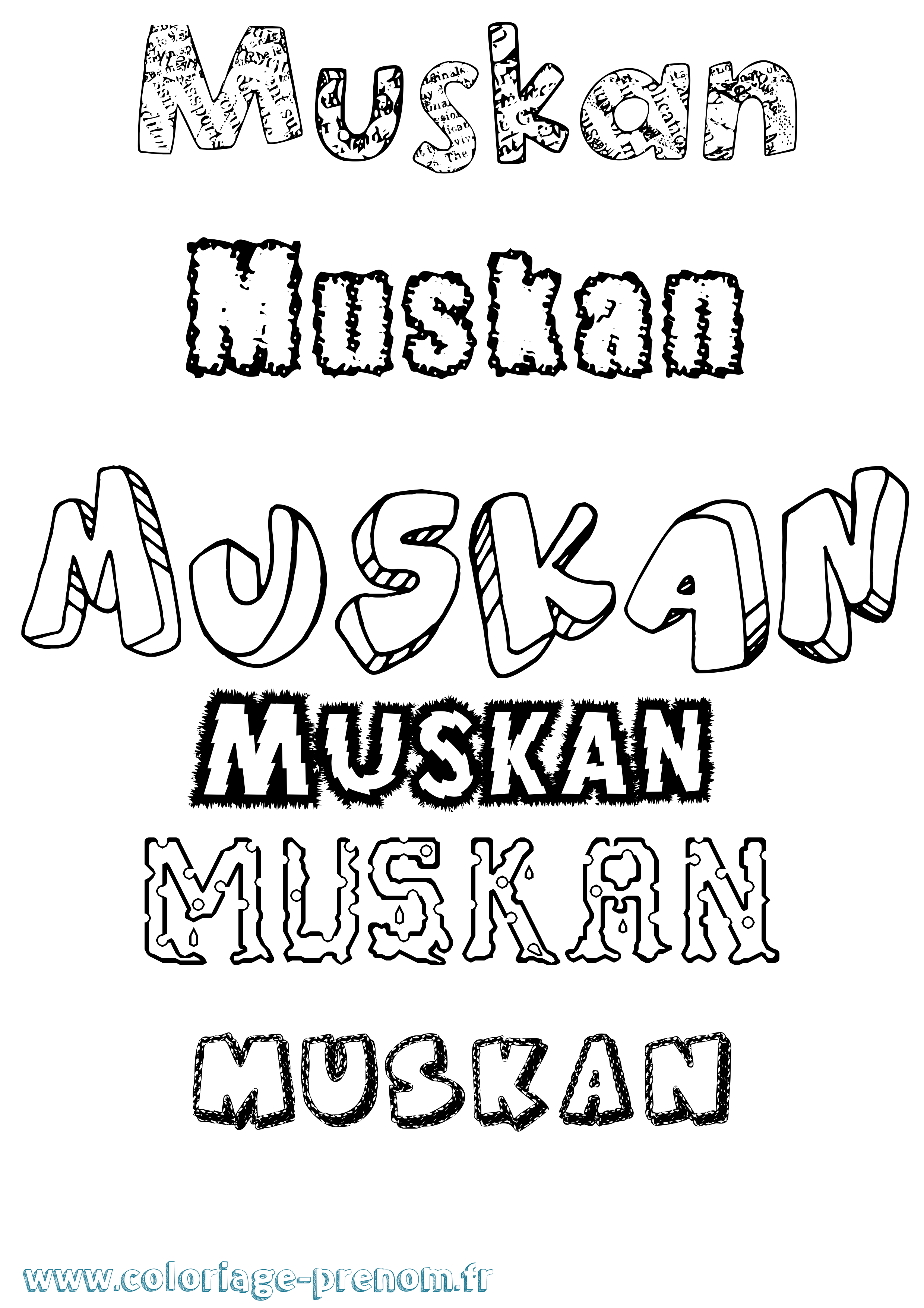 Coloriage Muskan Destructuré Coloriage prénom Muskan Destructuré