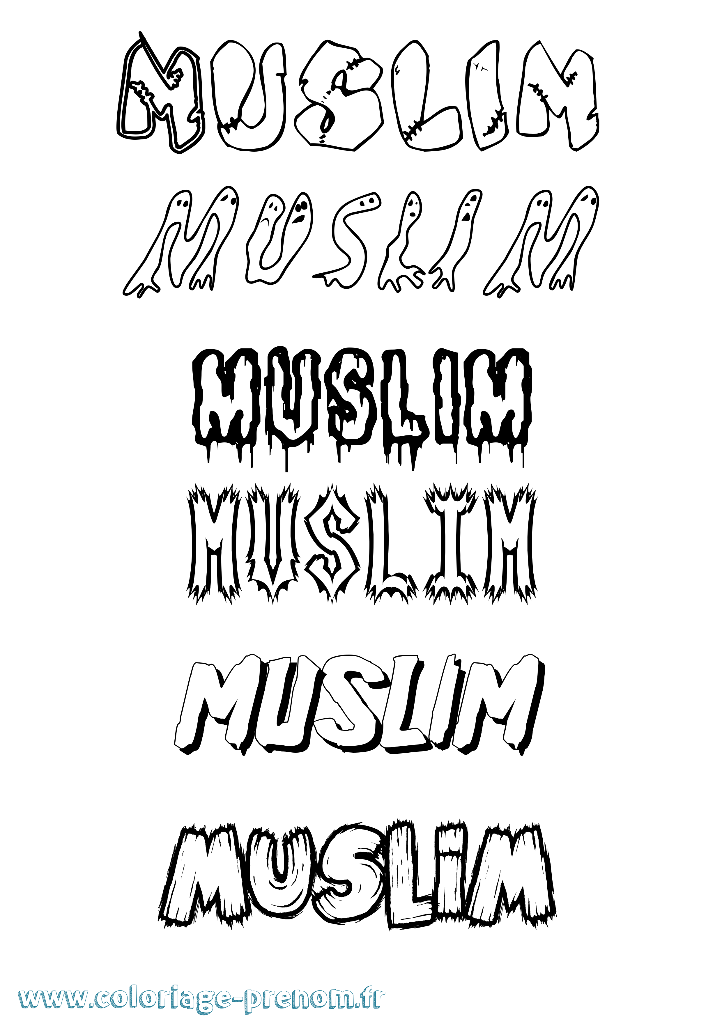 Coloriage Muslim Frisson Coloriage prénom Muslim Frisson