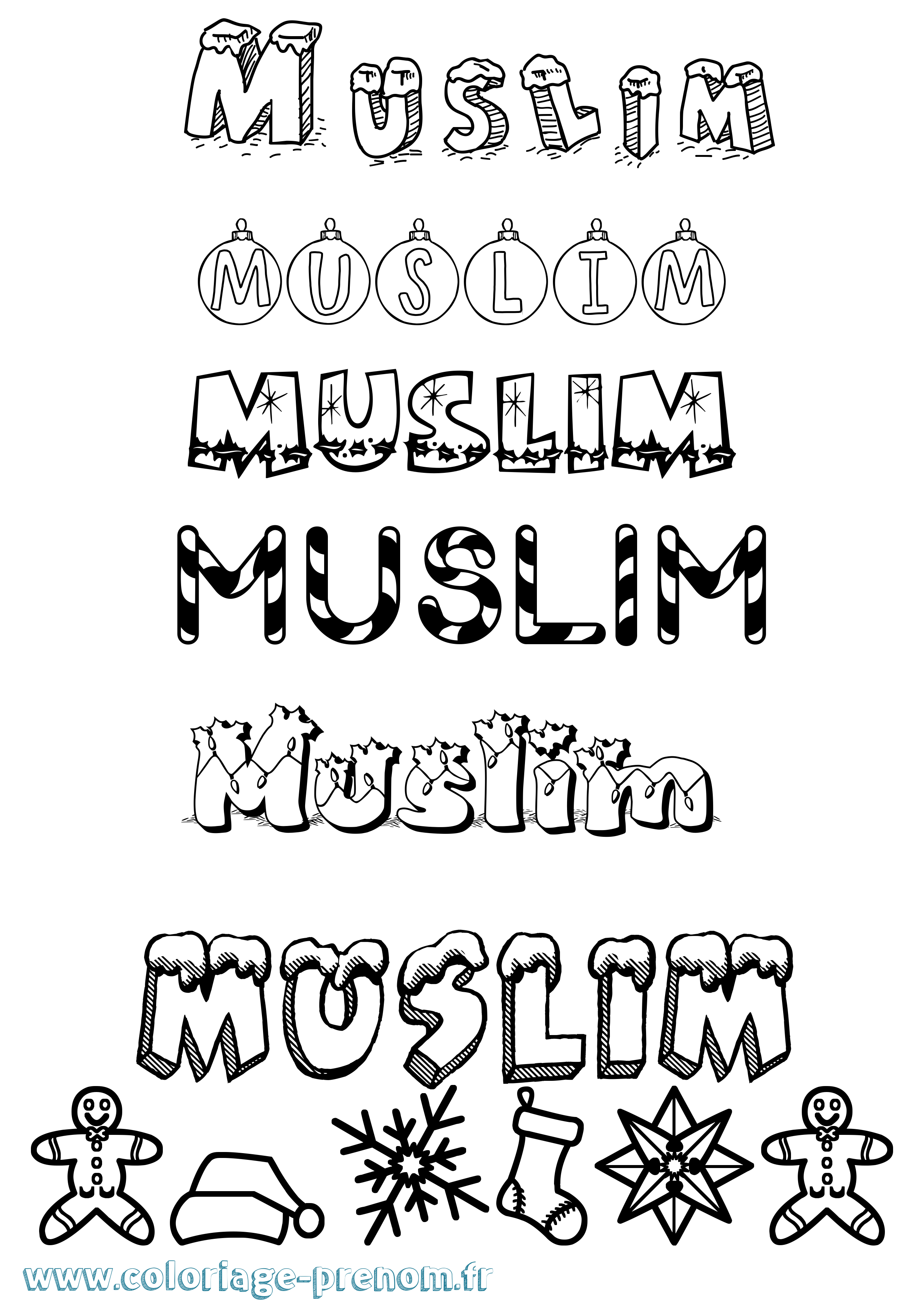 Coloriage Muslim Noël Coloriage prénom Muslim Noël