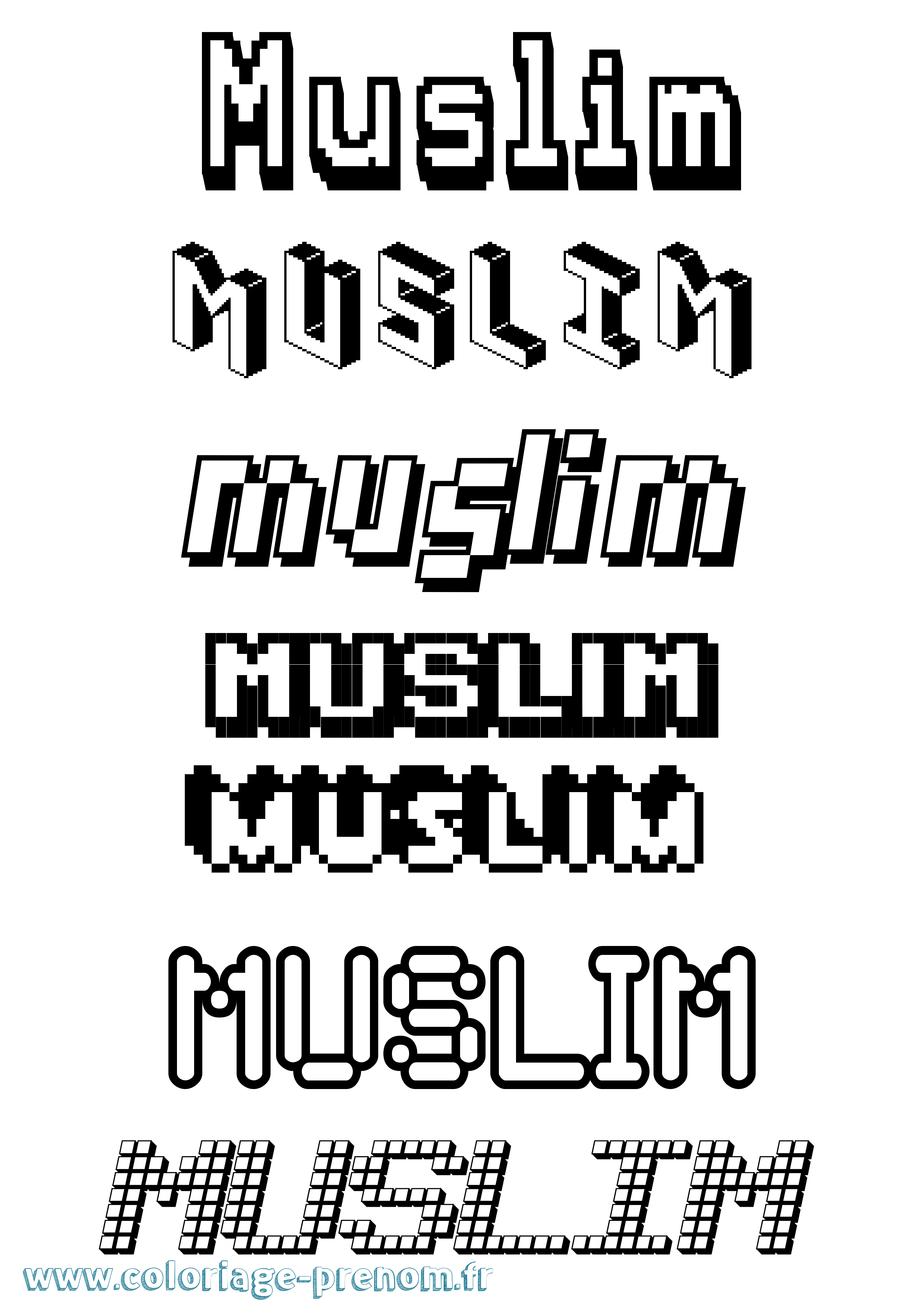 Coloriage Muslim Pixel Coloriage prénom Muslim Pixel