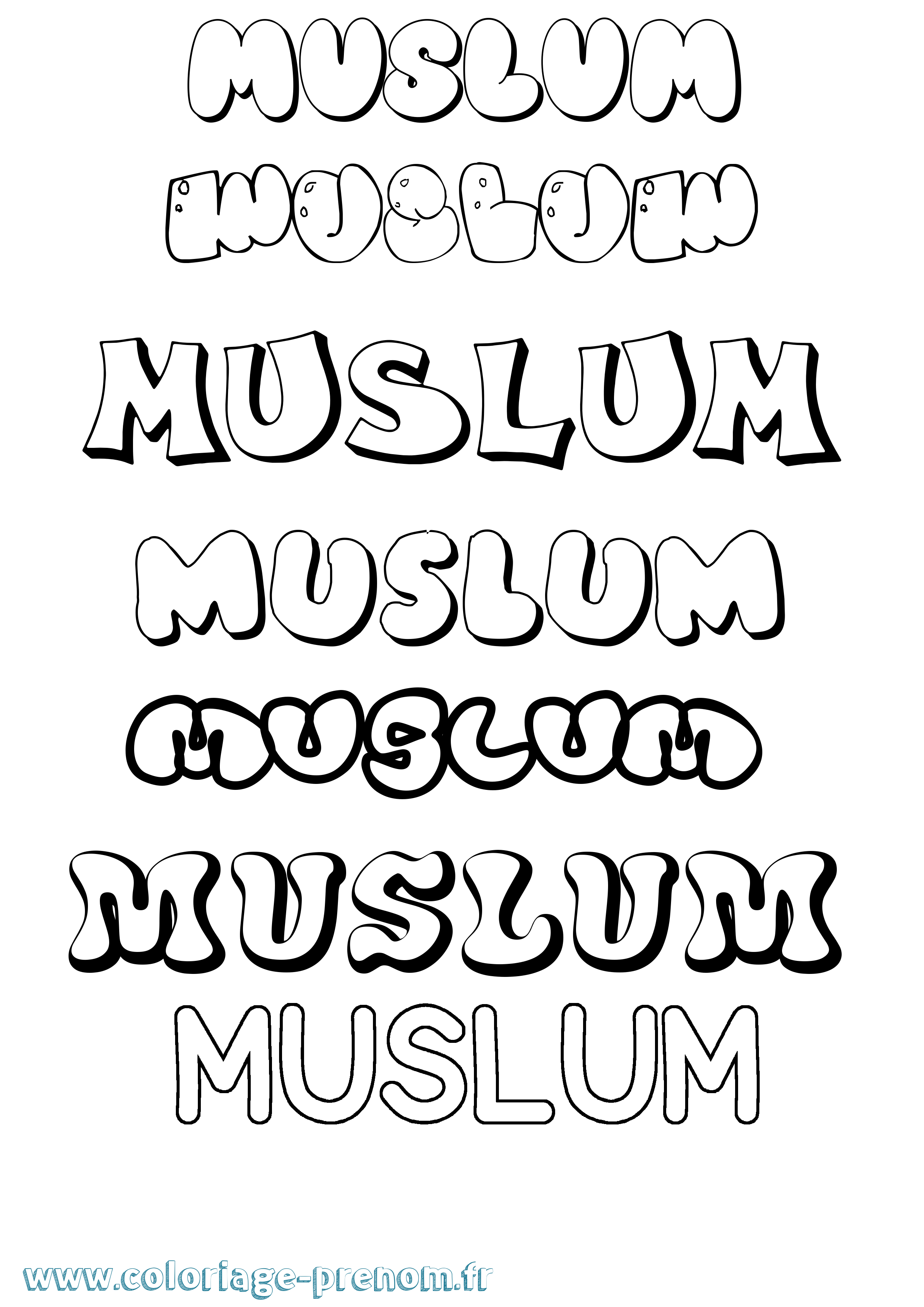 Coloriage Muslum Bubble Coloriage prénom Muslum Bubble