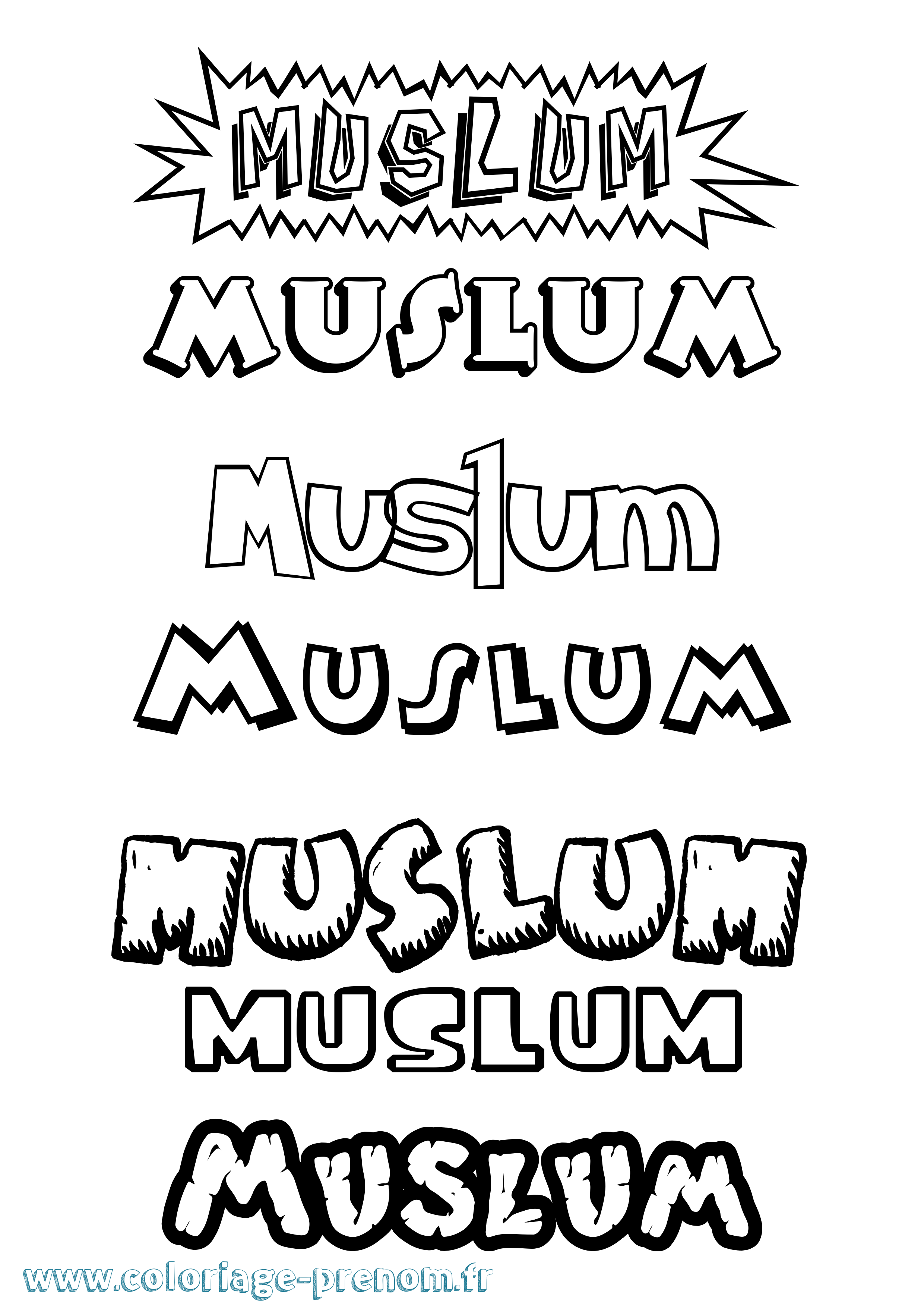 Coloriage Muslum Dessin Animé Coloriage prénom Muslum Dessin Animé