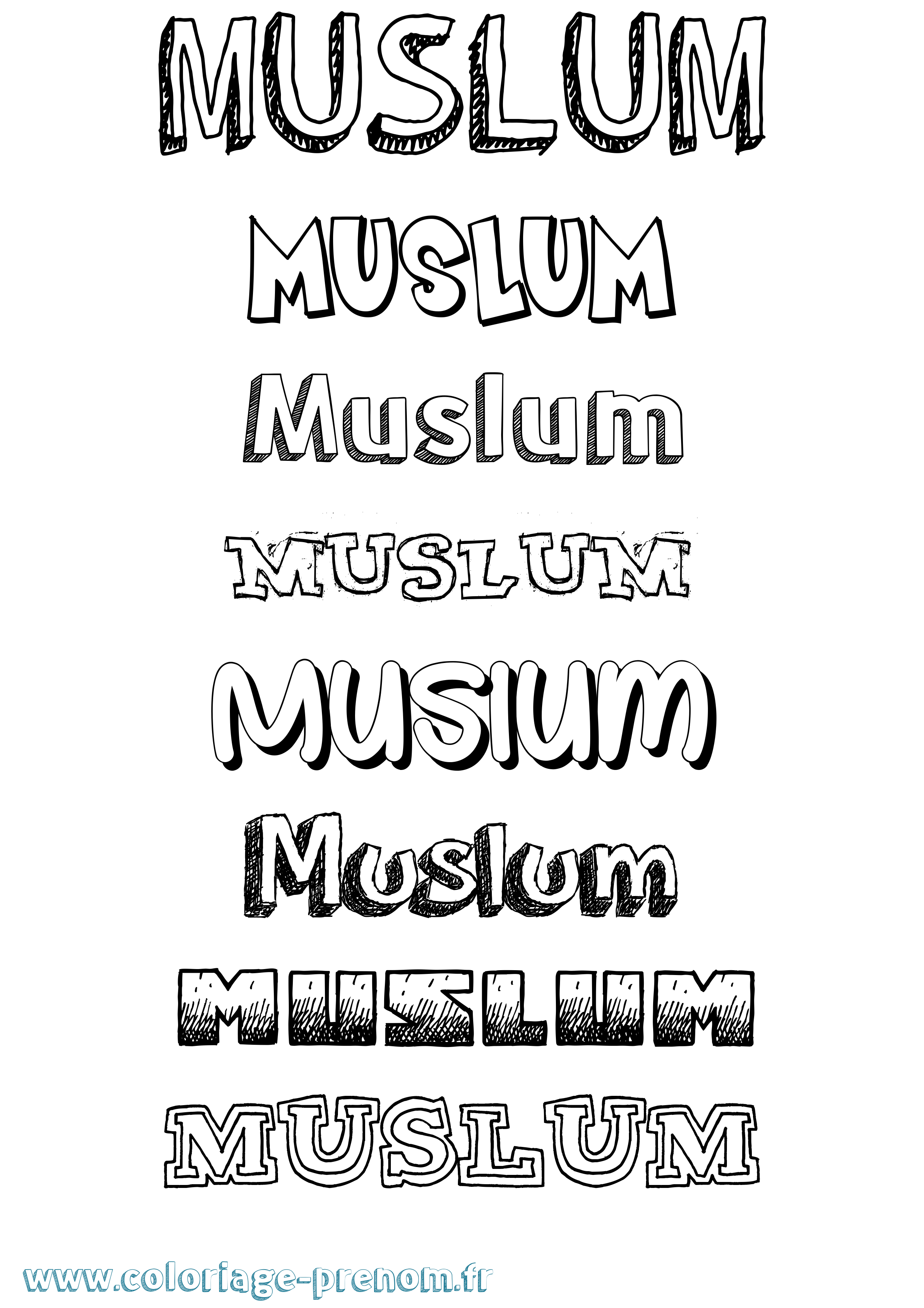 Coloriage Muslum Dessiné Coloriage prénom Muslum Dessiné