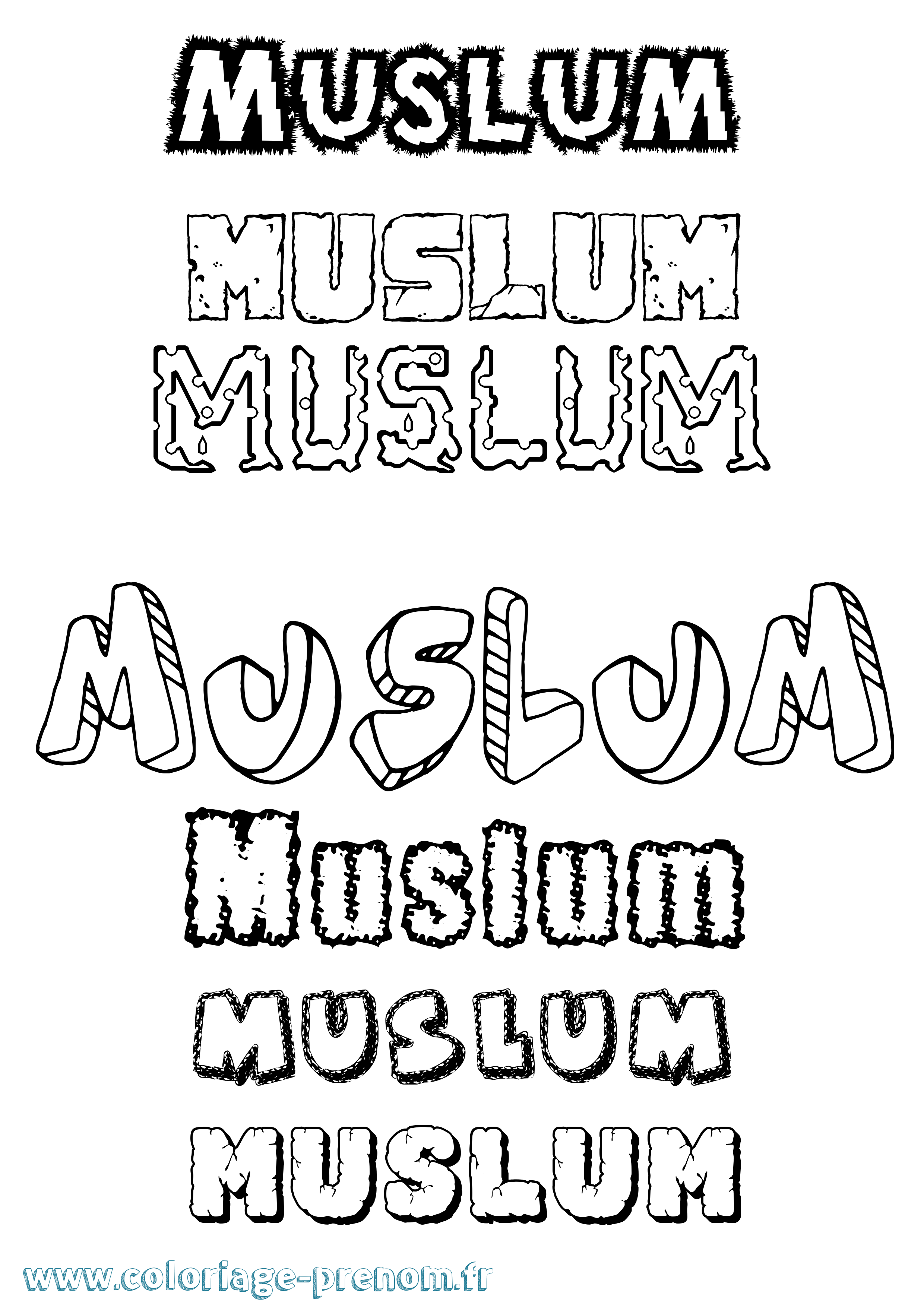 Coloriage Muslum Destructuré Coloriage prénom Muslum Destructuré