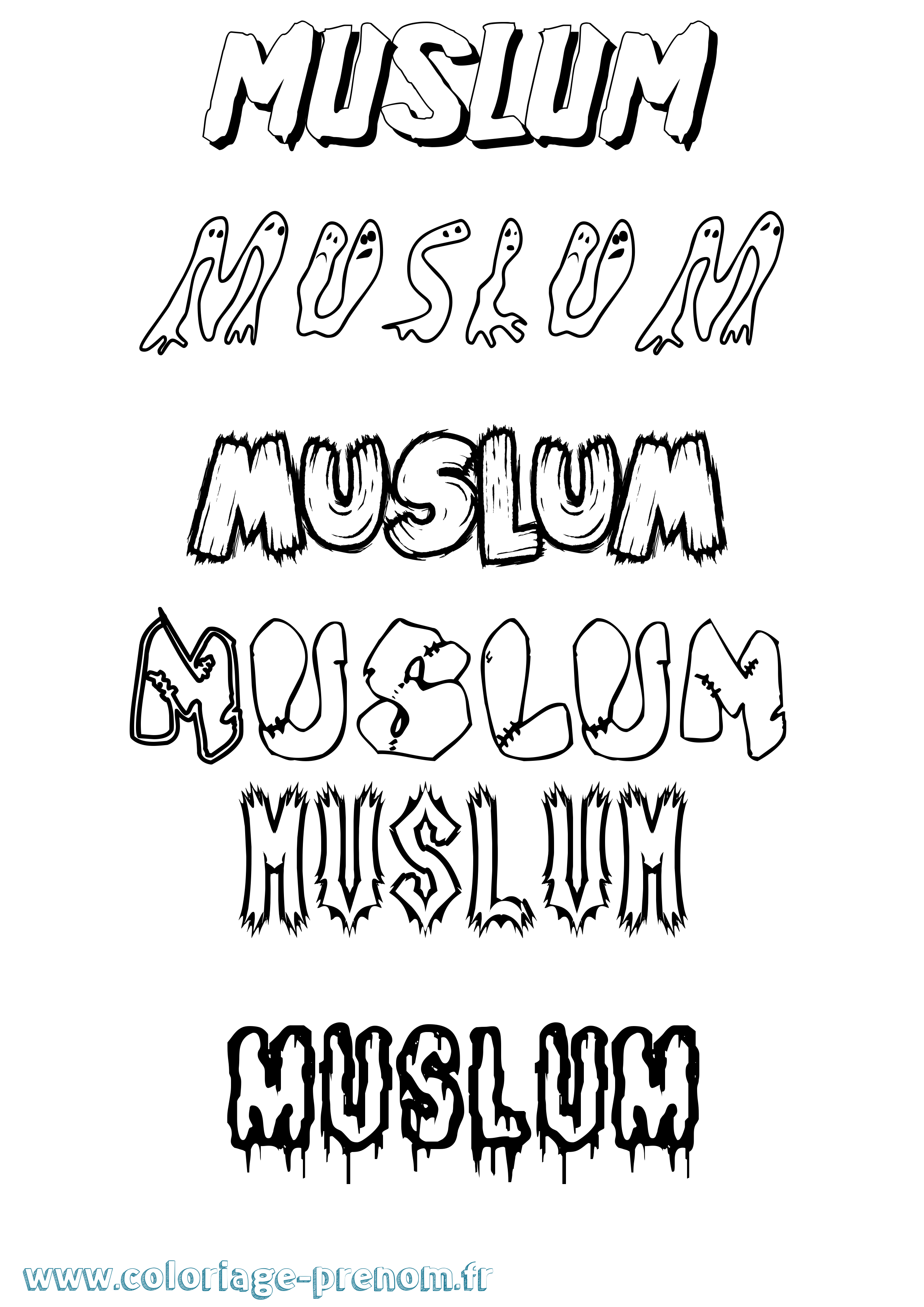 Coloriage Muslum Frisson Coloriage prénom Muslum Frisson