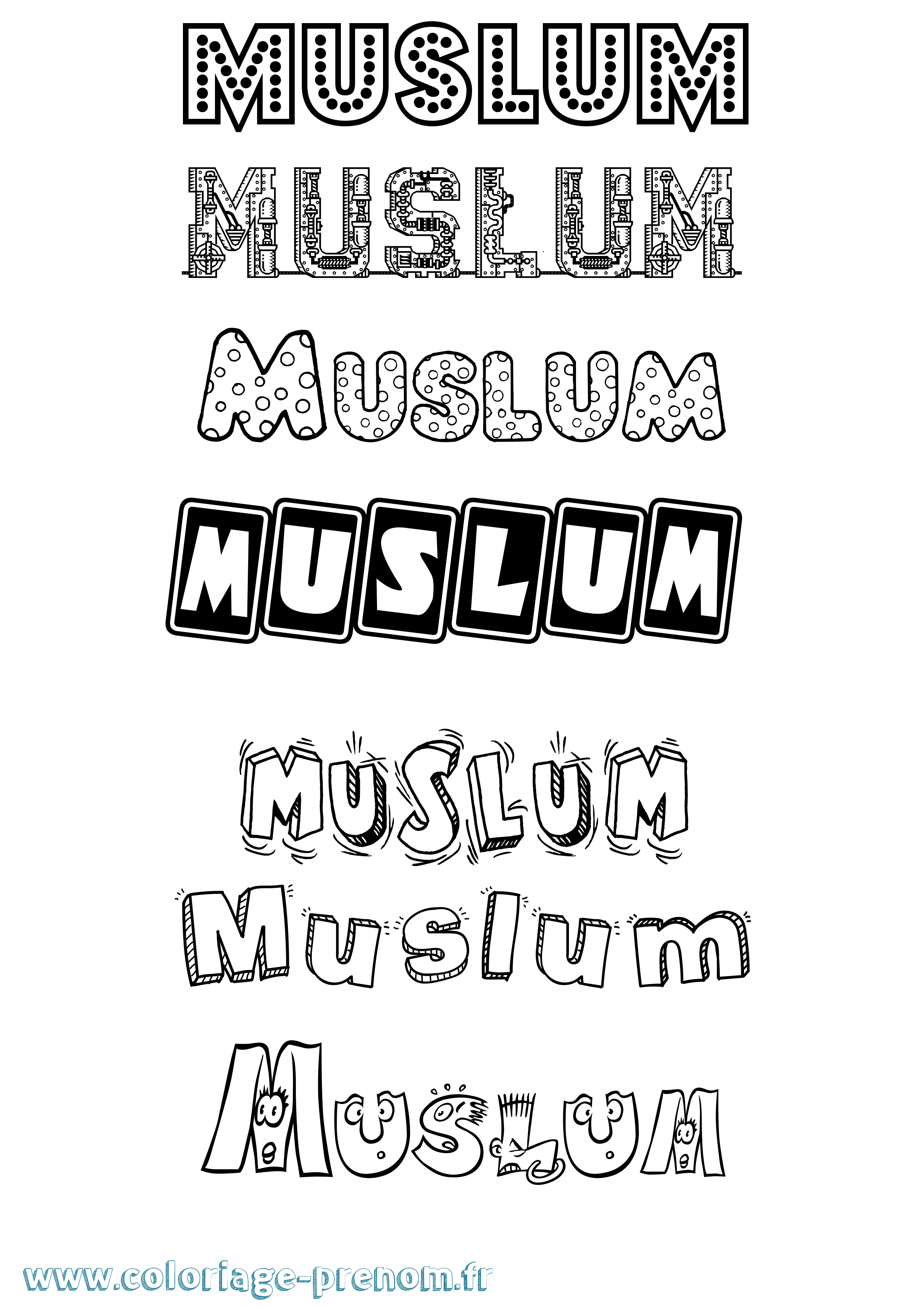 Coloriage Muslum Fun Coloriage prénom Muslum Fun
