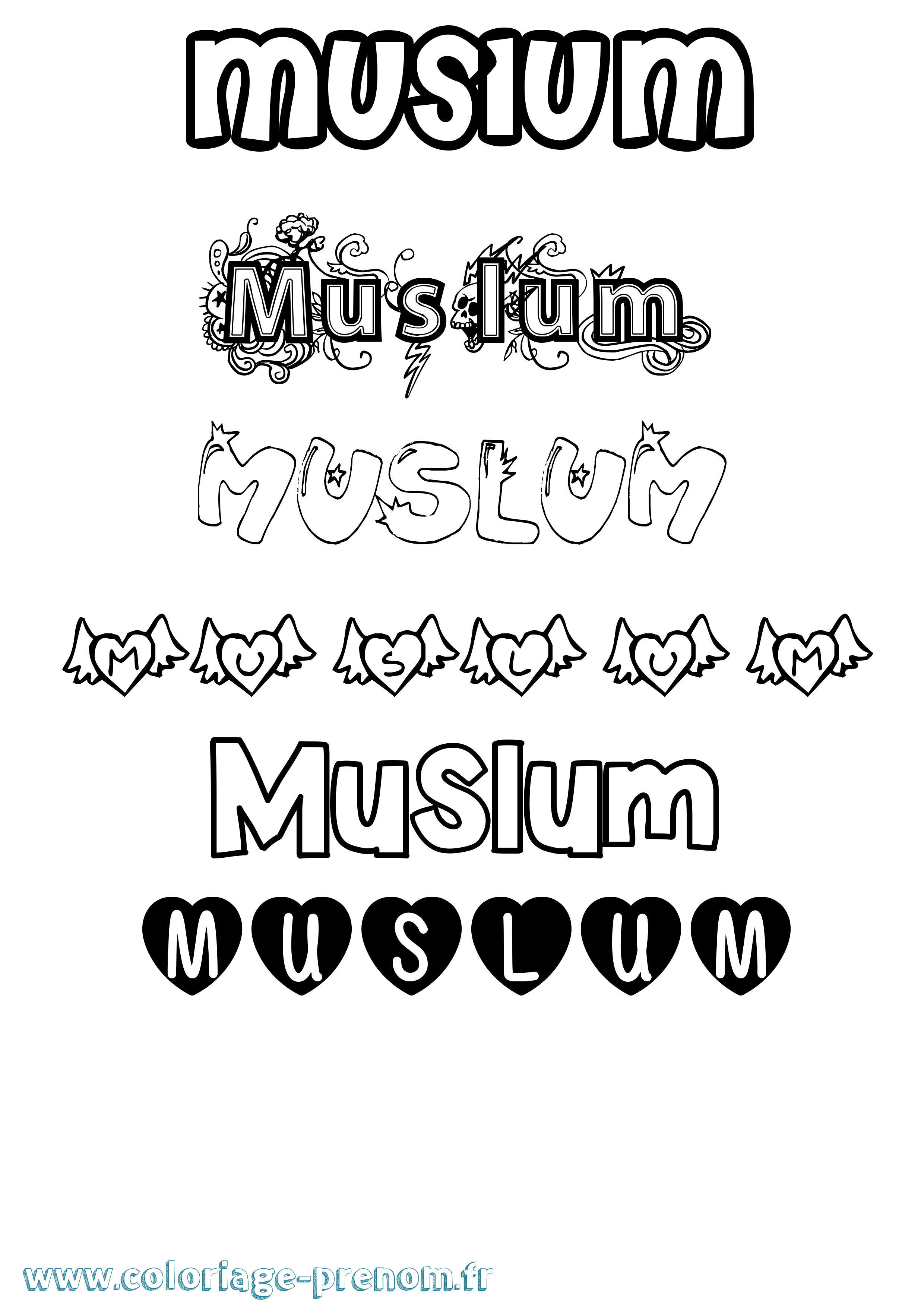 Coloriage Muslum Girly Coloriage prénom Muslum Girly