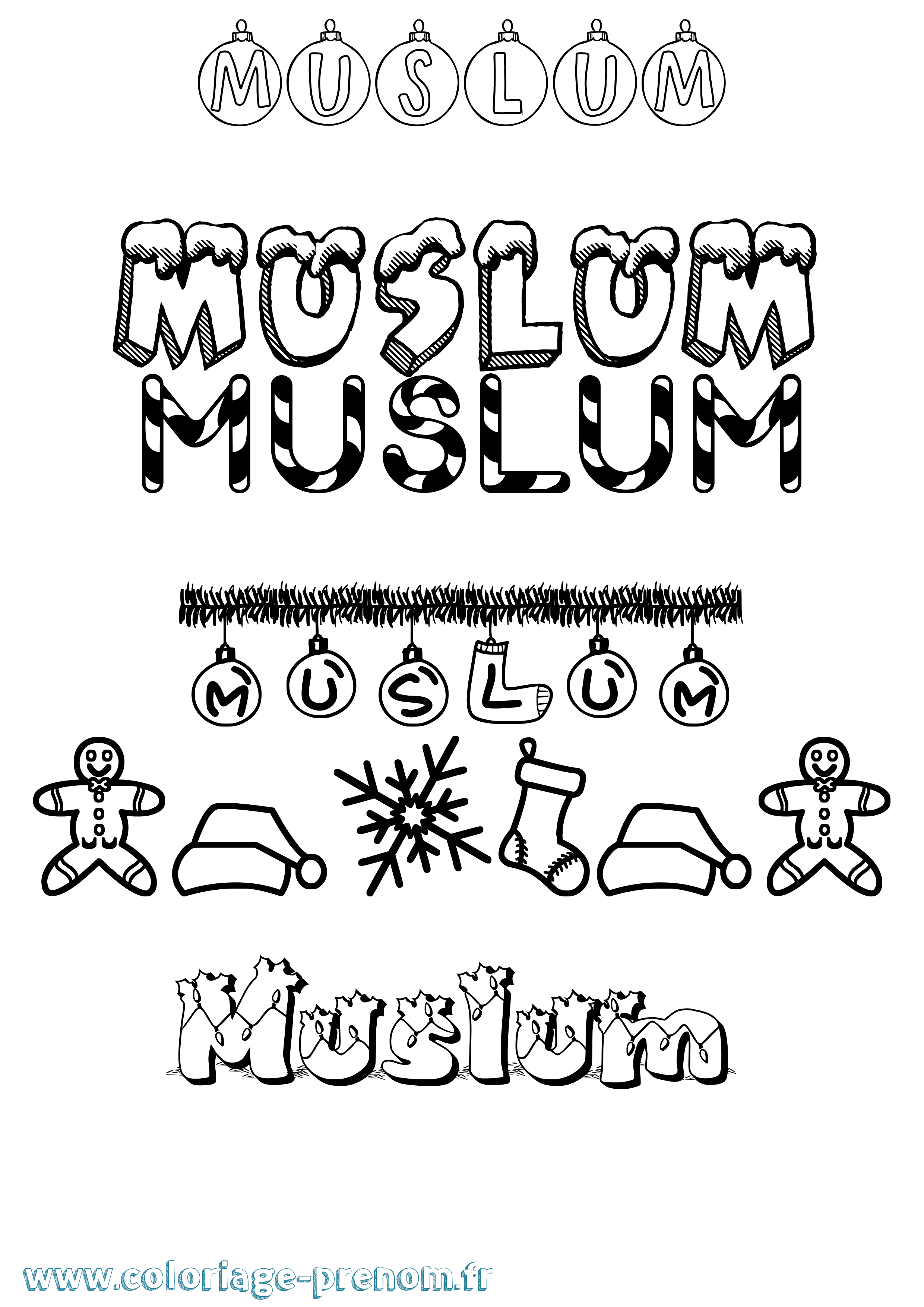 Coloriage Muslum Noël Coloriage prénom Muslum Noël