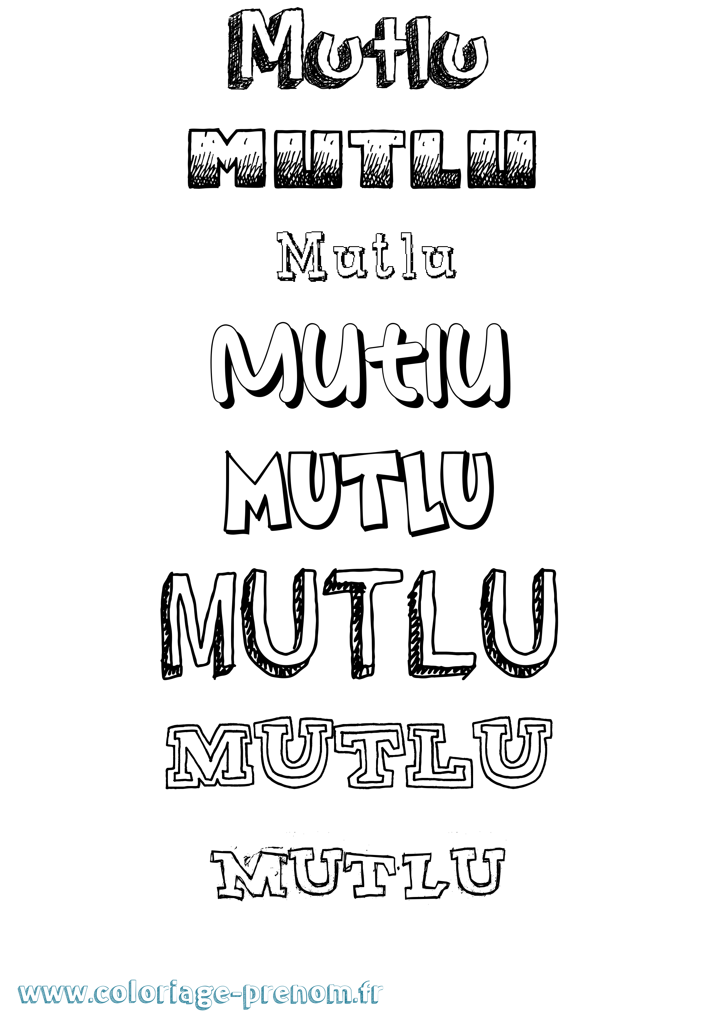 Coloriage Mutlu Dessiné Coloriage prénom Mutlu Dessiné