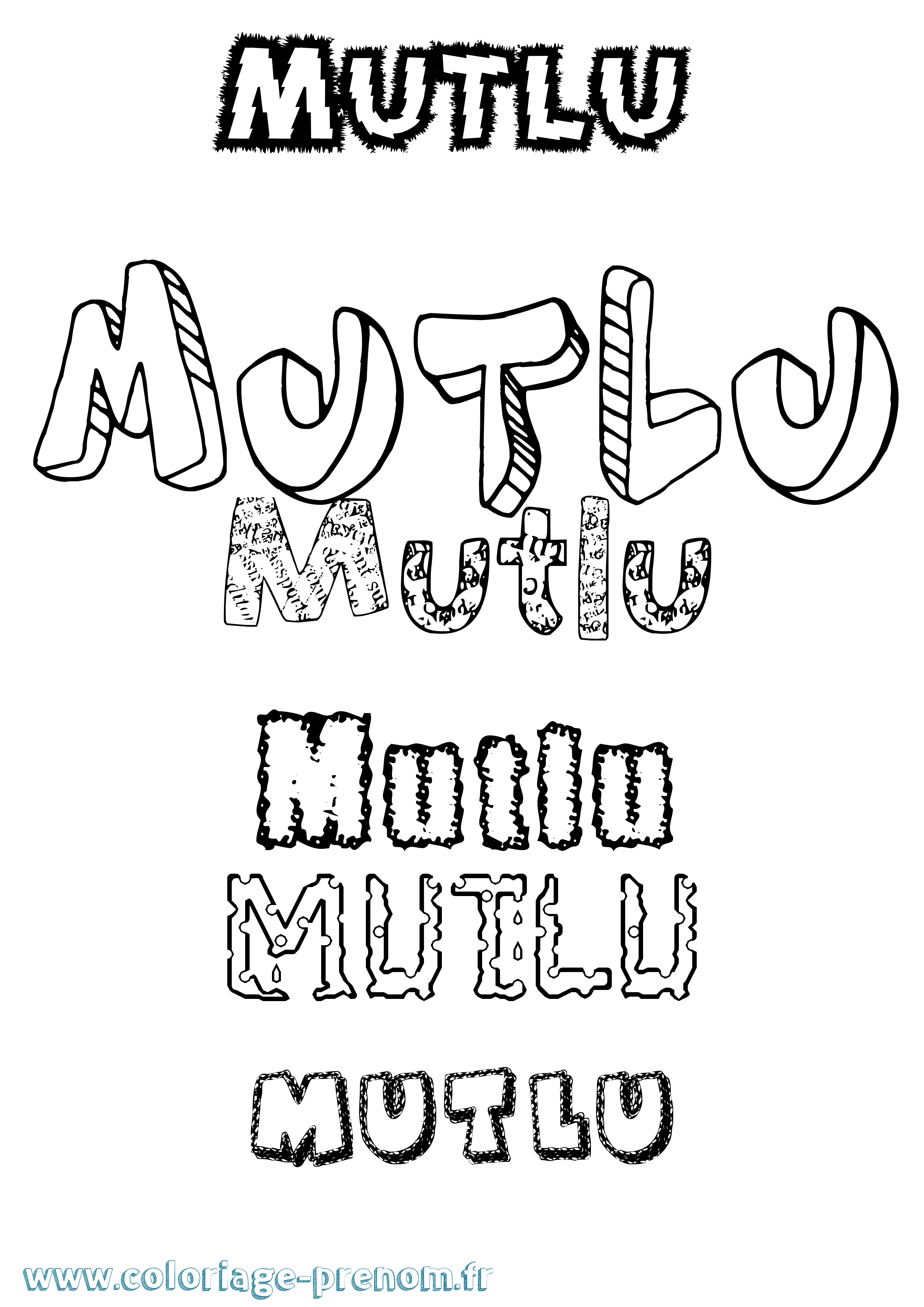 Coloriage Mutlu Destructuré Coloriage prénom Mutlu Destructuré
