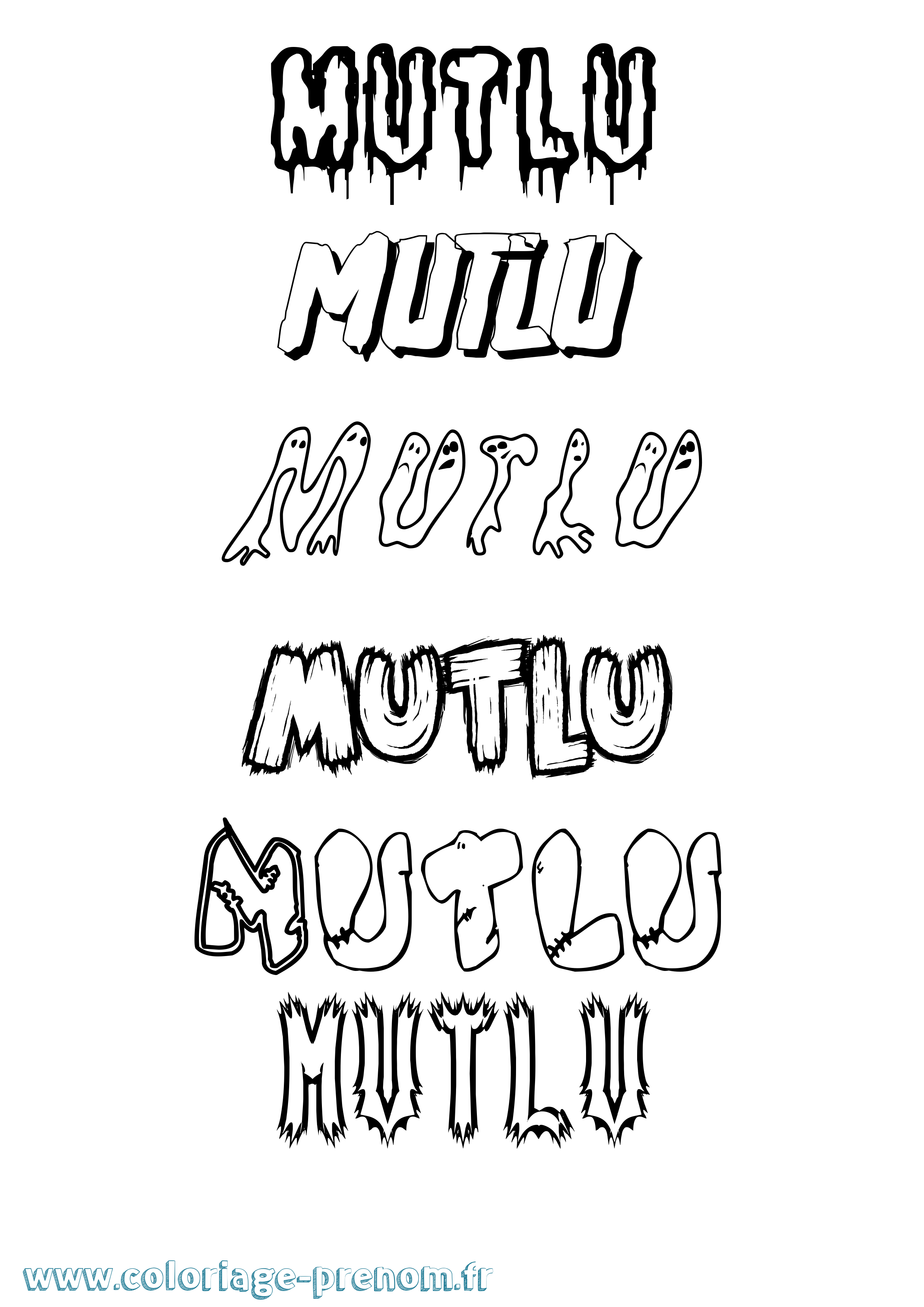 Coloriage Mutlu Frisson Coloriage prénom Mutlu Frisson