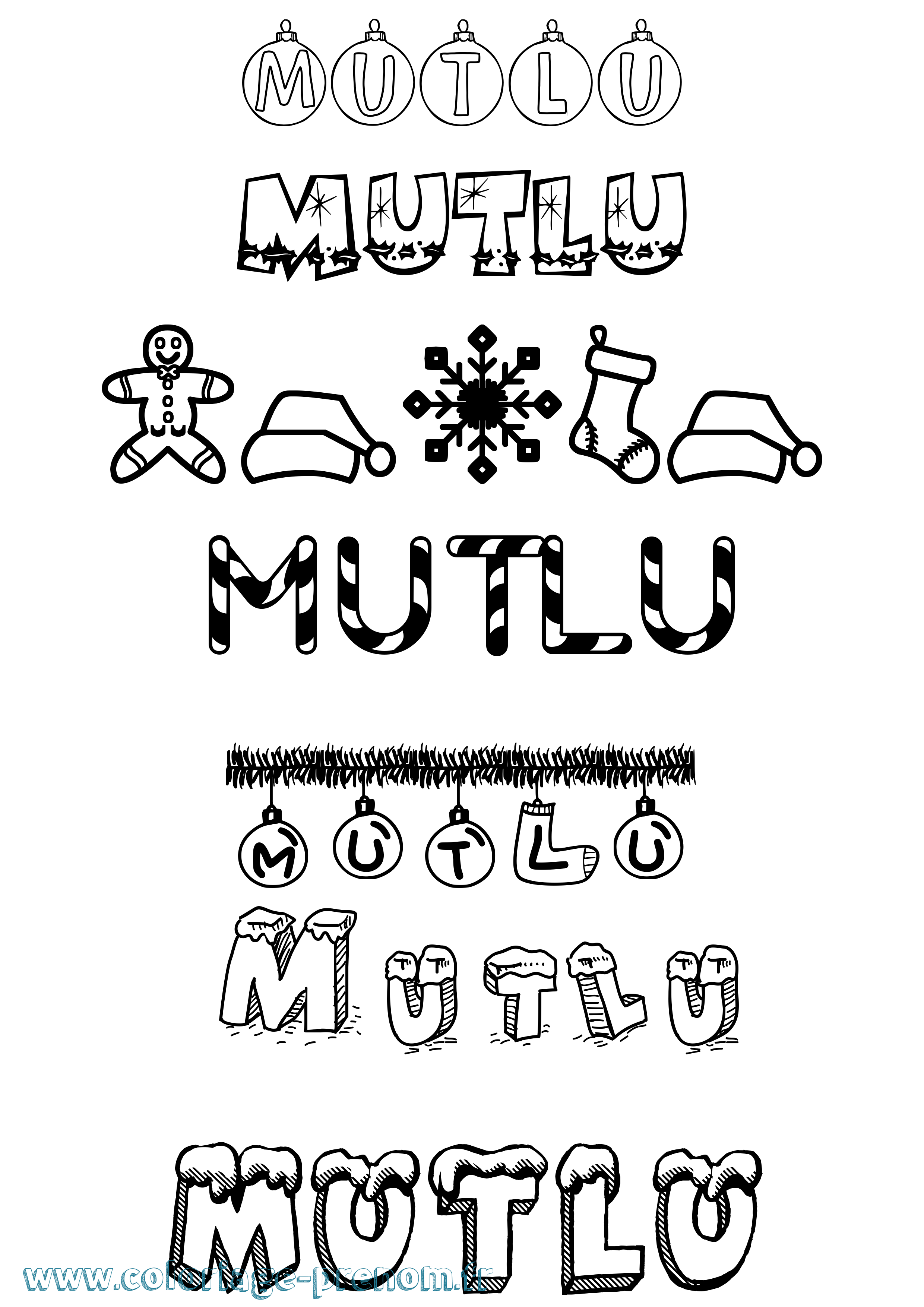 Coloriage Mutlu Noël Coloriage prénom Mutlu Noël