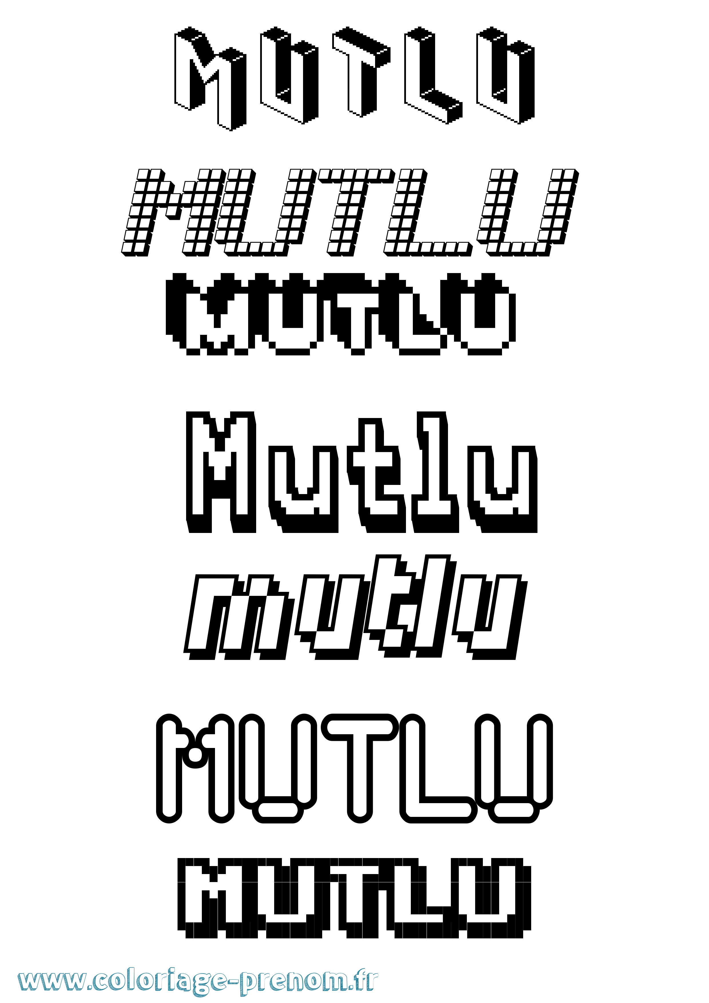 Coloriage Mutlu Pixel Coloriage prénom Mutlu Pixel
