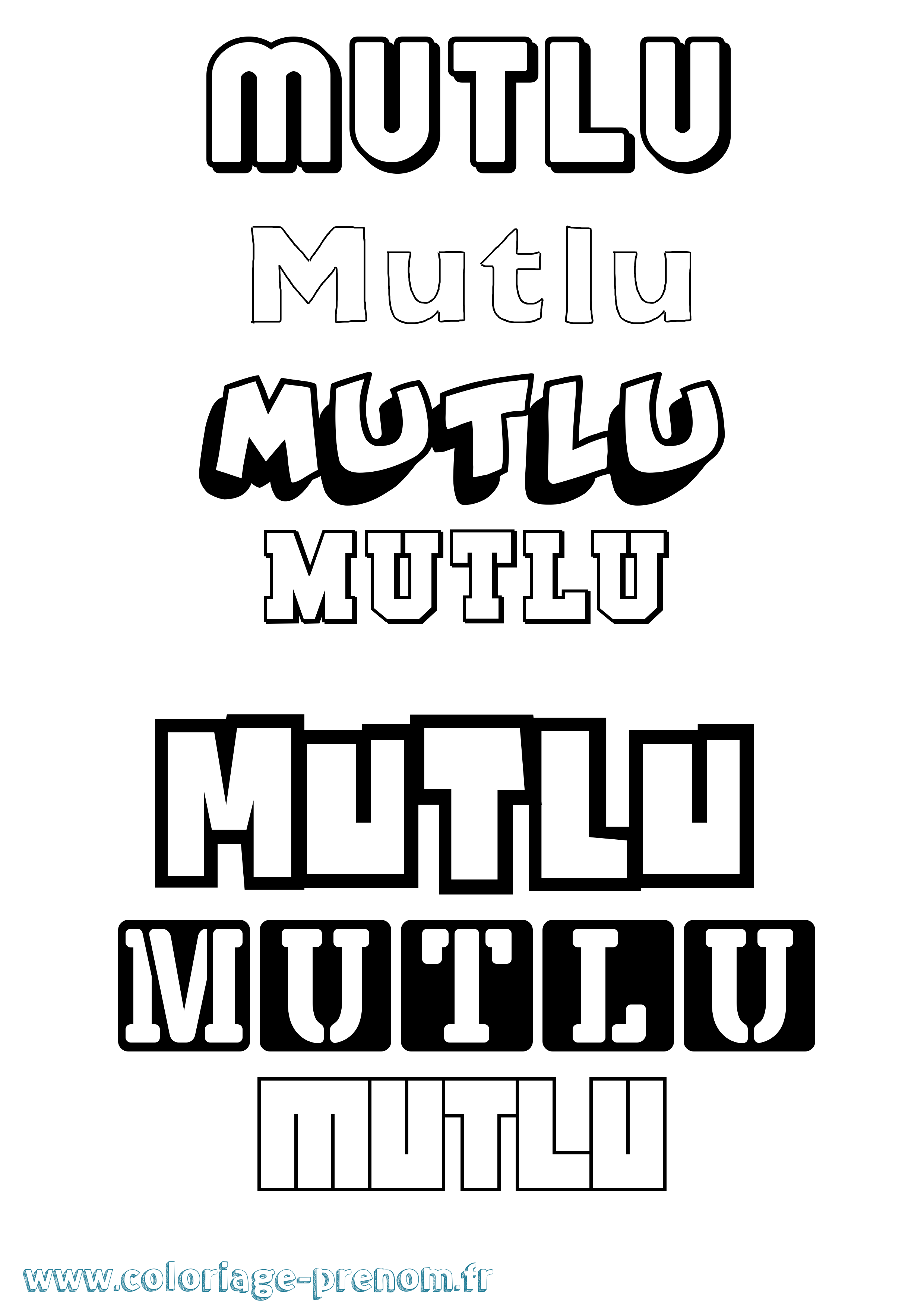 Coloriage Mutlu Simple Coloriage prénom Mutlu Simple