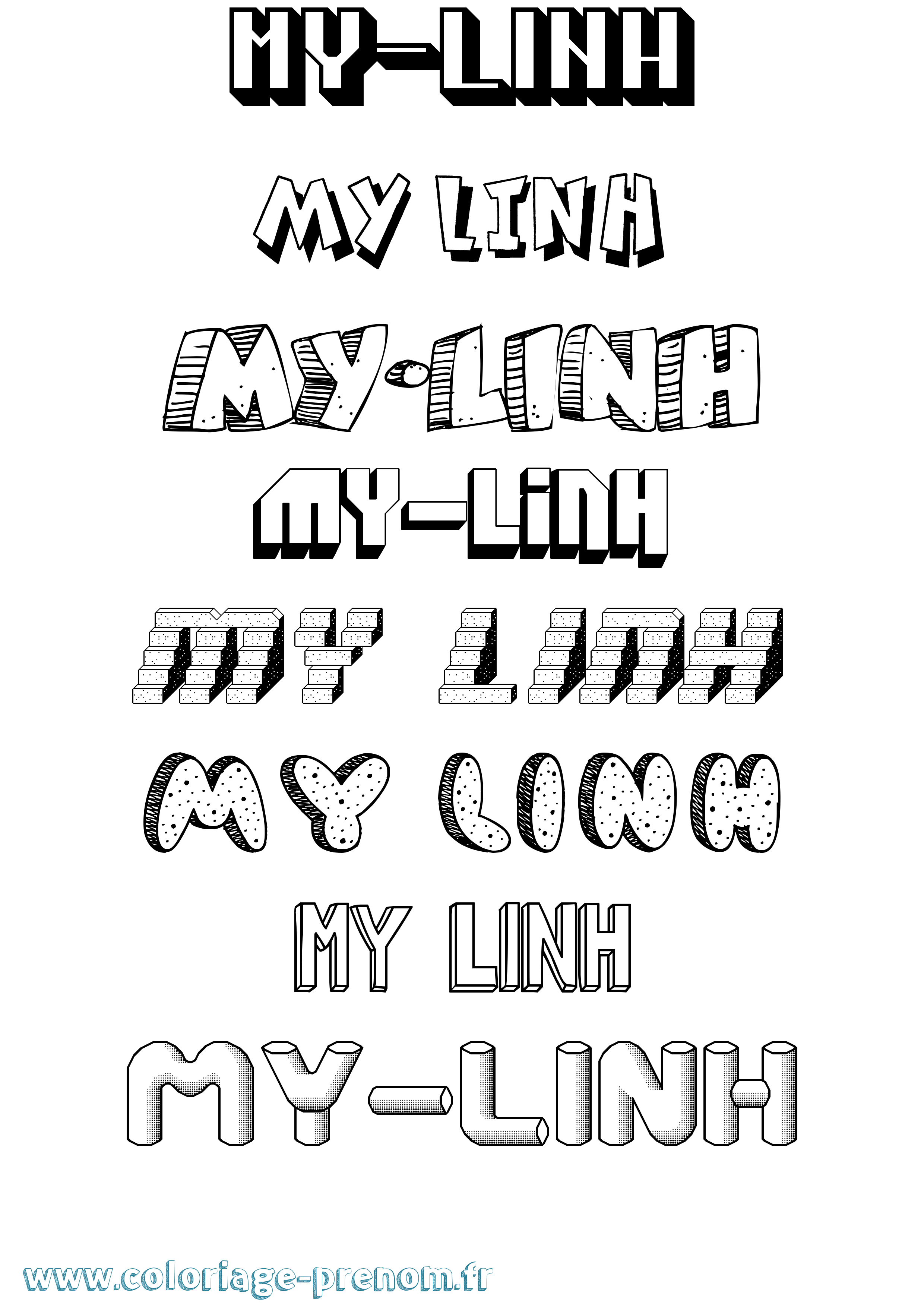 Coloriage My-Linh Effet 3D Coloriage prénom My-Linh Effet 3D