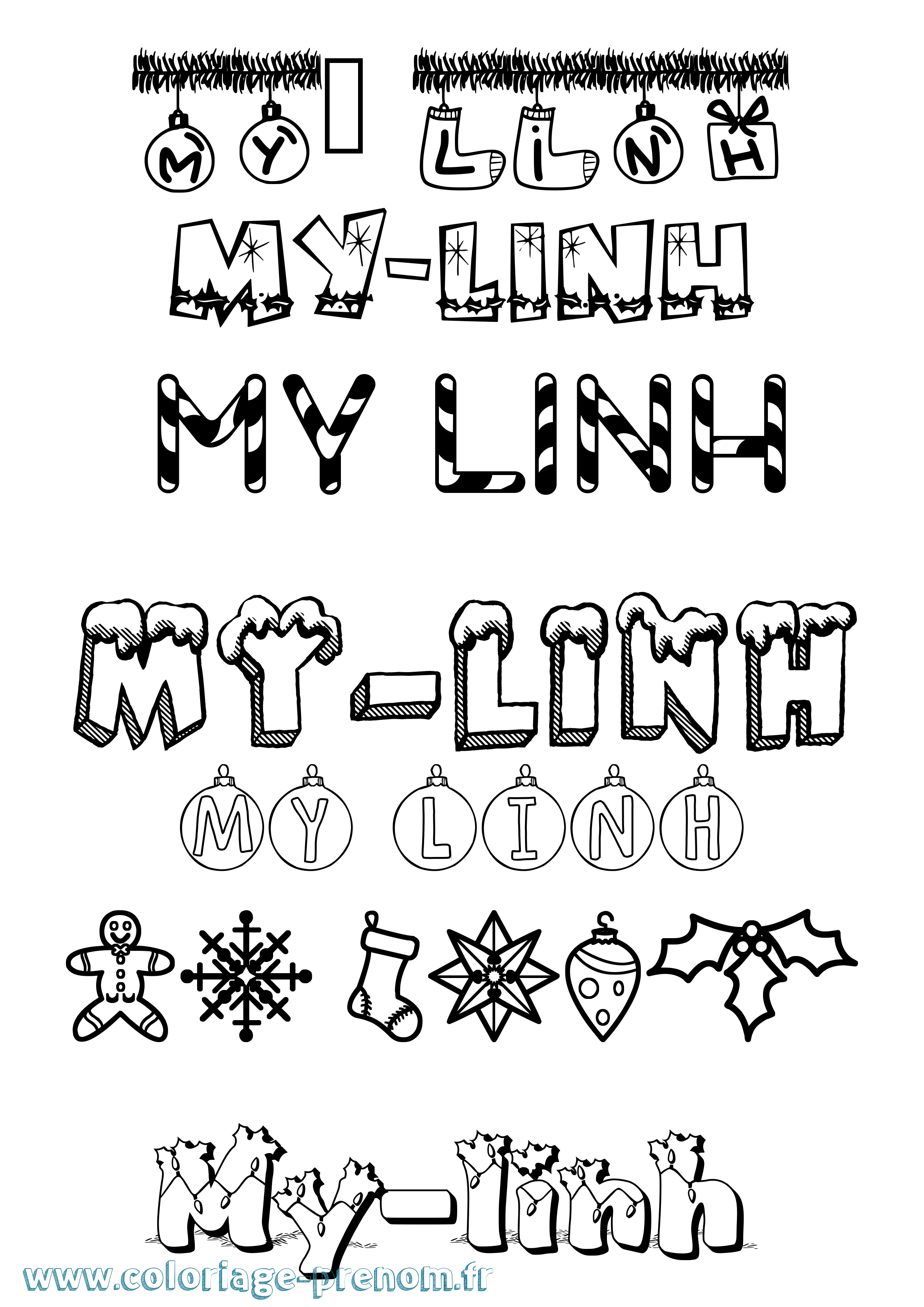 Coloriage My-Linh Noël Coloriage prénom My-Linh Noël