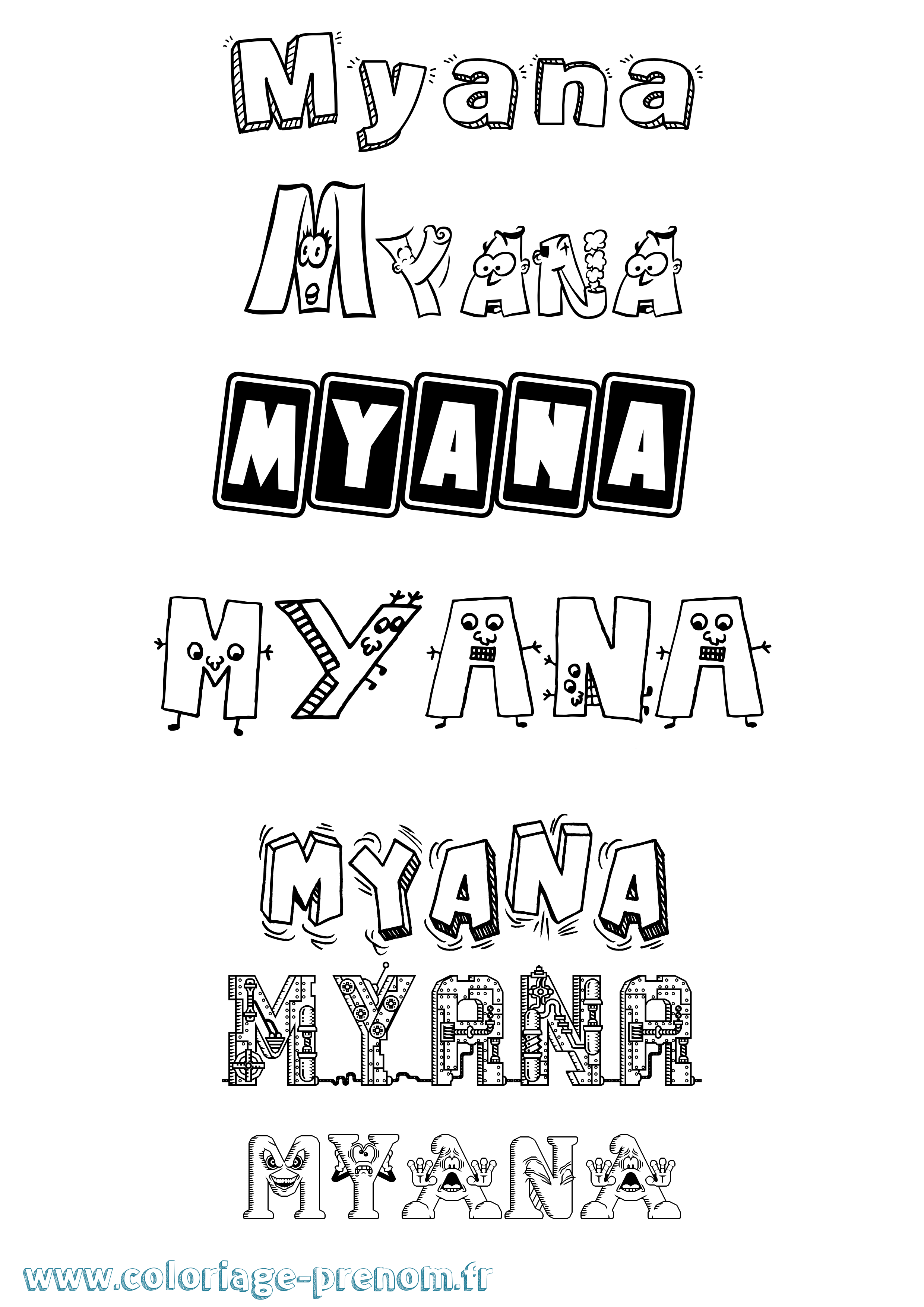 Coloriage Myana Fun Coloriage prénom Myana Fun