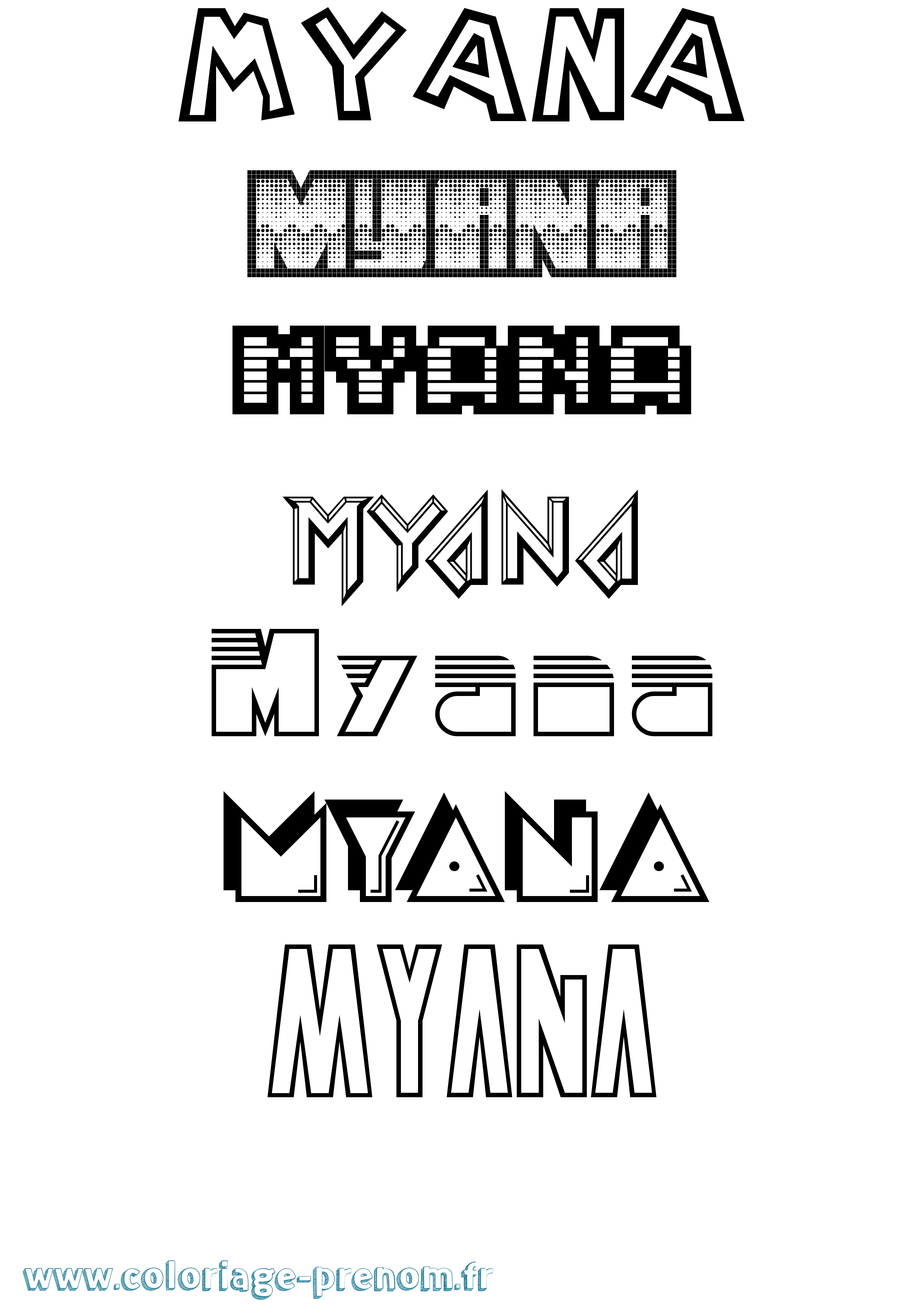 Coloriage Myana Jeux Vidéos Coloriage prénom Myana Jeux Vidéos